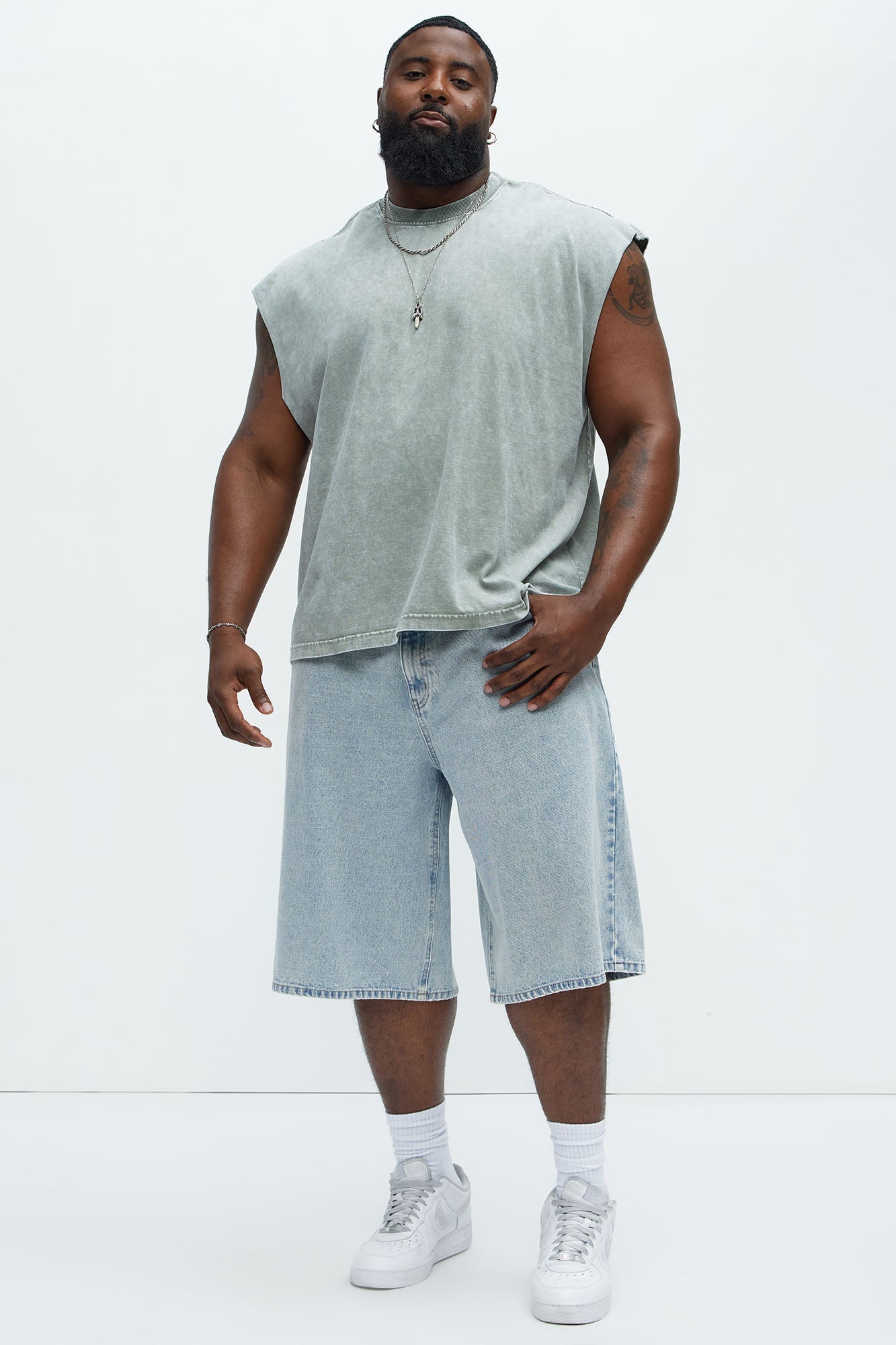 Relaxed Vintage Wash Heavyweight Muscle Tee - Sage