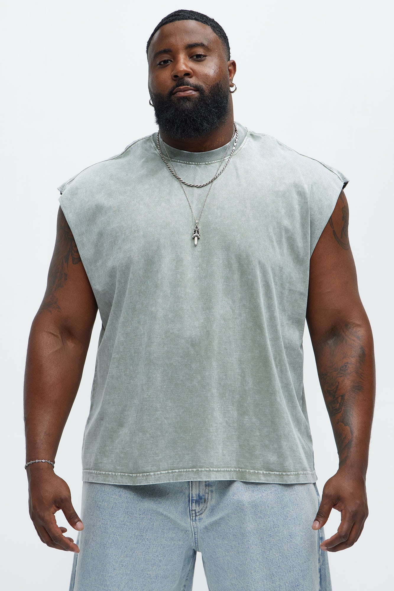 Relaxed Vintage Wash Heavyweight Muscle Tee - Sage