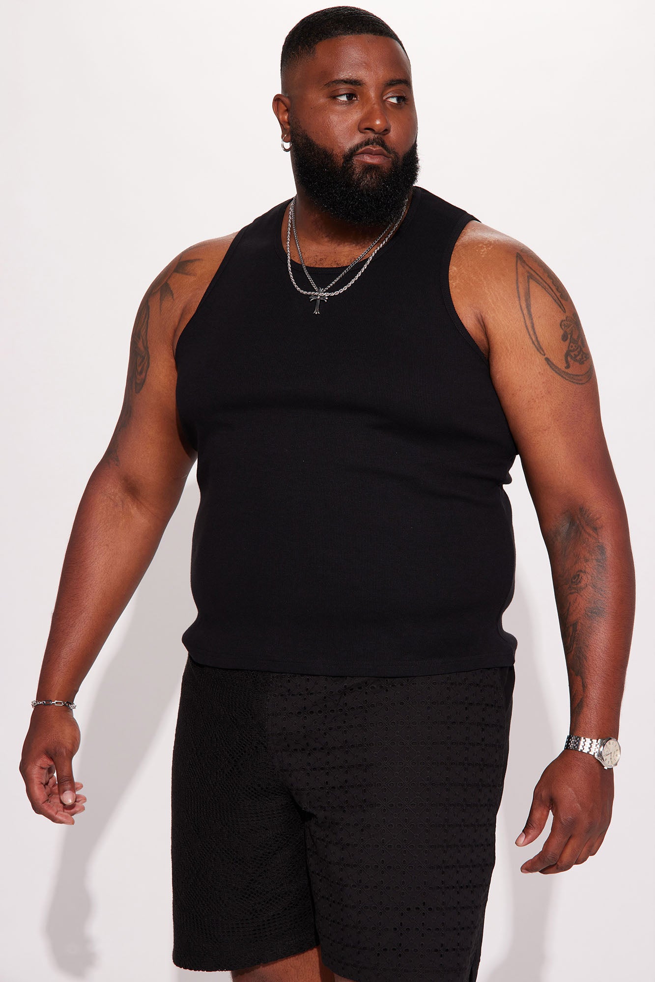 Classic Ribbed Tank Top - Black