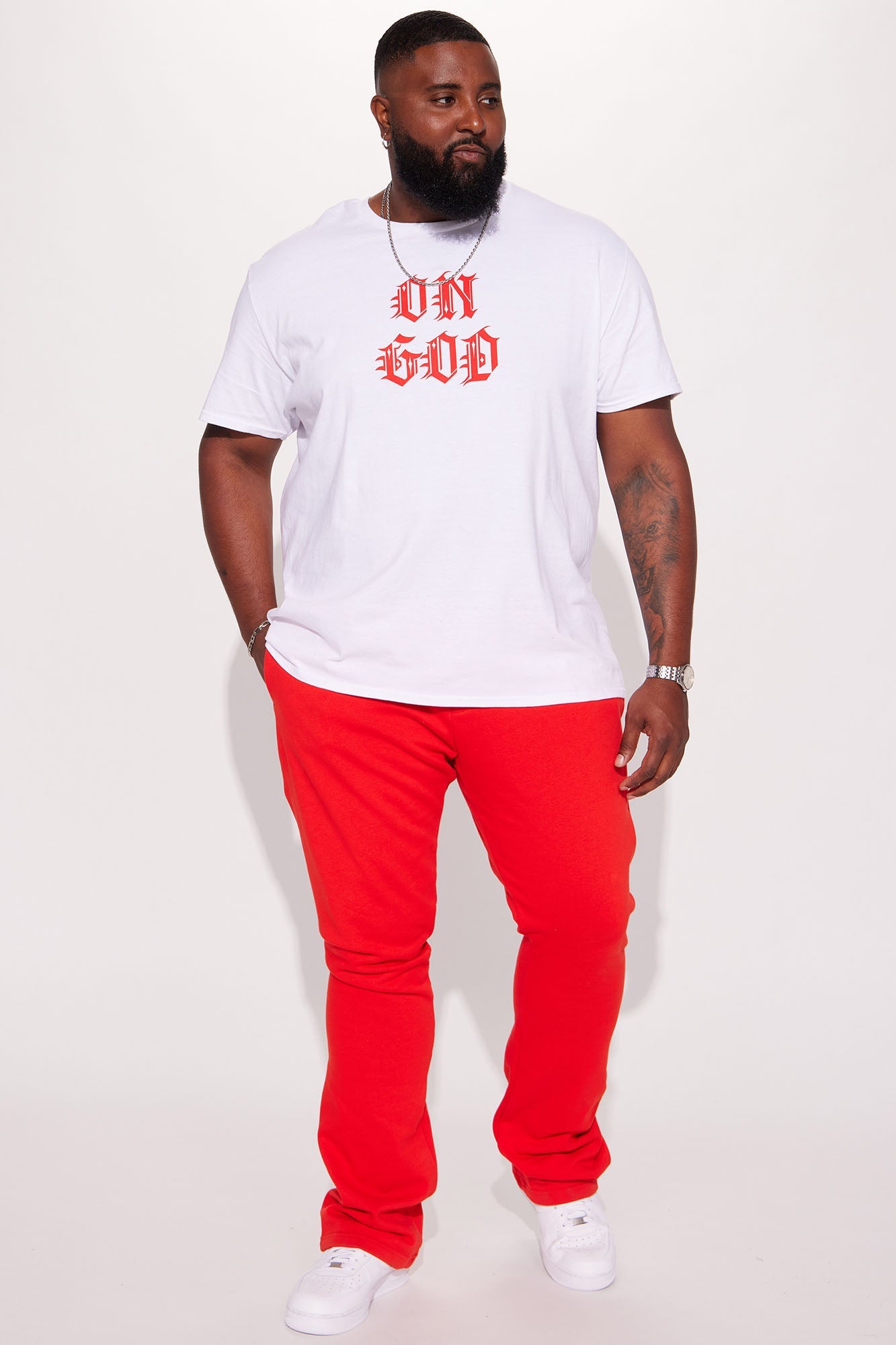 Tyson Skinny Stacked Flare Sweatpant - Red