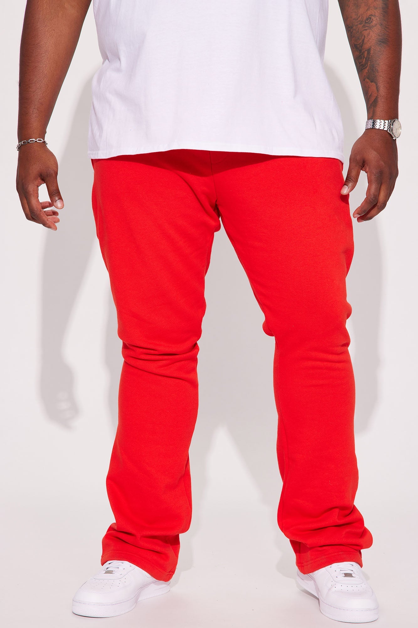 Tyson Skinny Stacked Flare Sweatpant - Red