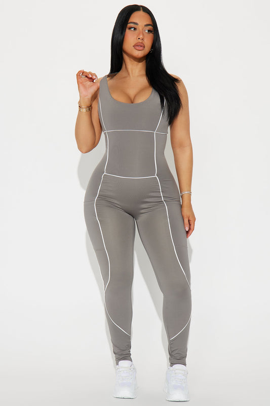 Round It Up Elevate Active Jumpsuit - Charcoal