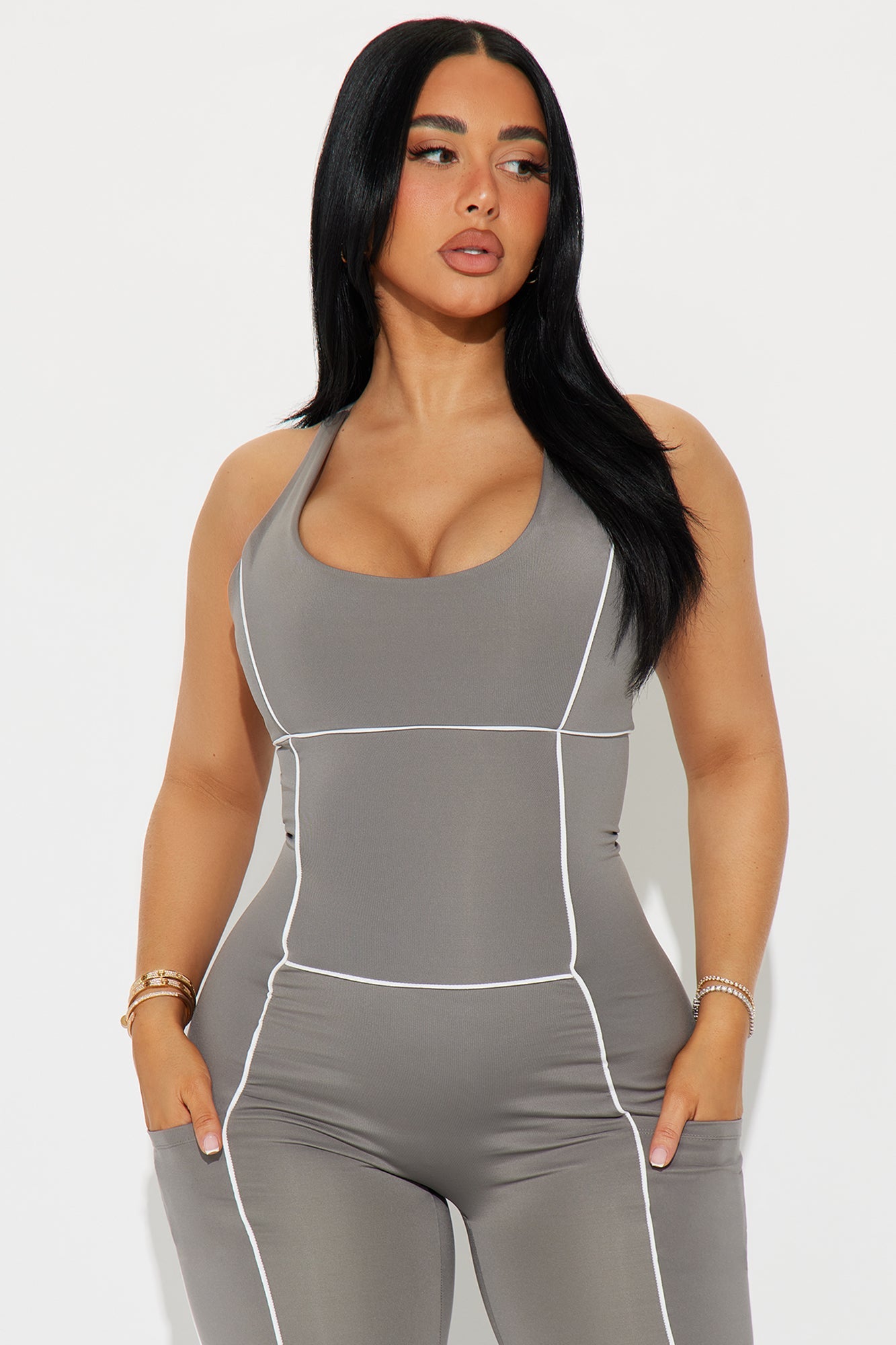 Round It Up Elevate Active Jumpsuit - Charcoal