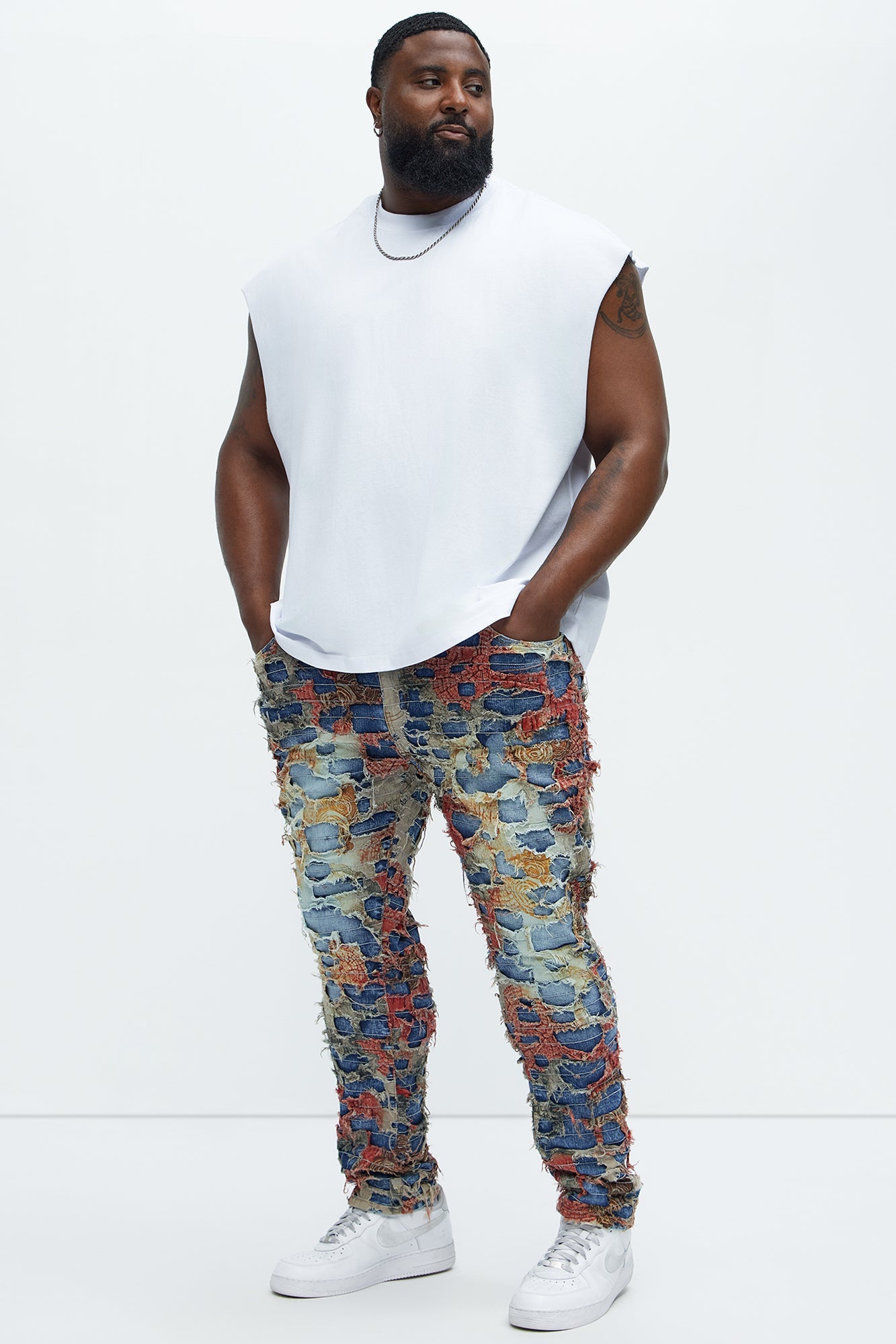 Edgar Vintage Shredded Slim Jeans - Medium Wash