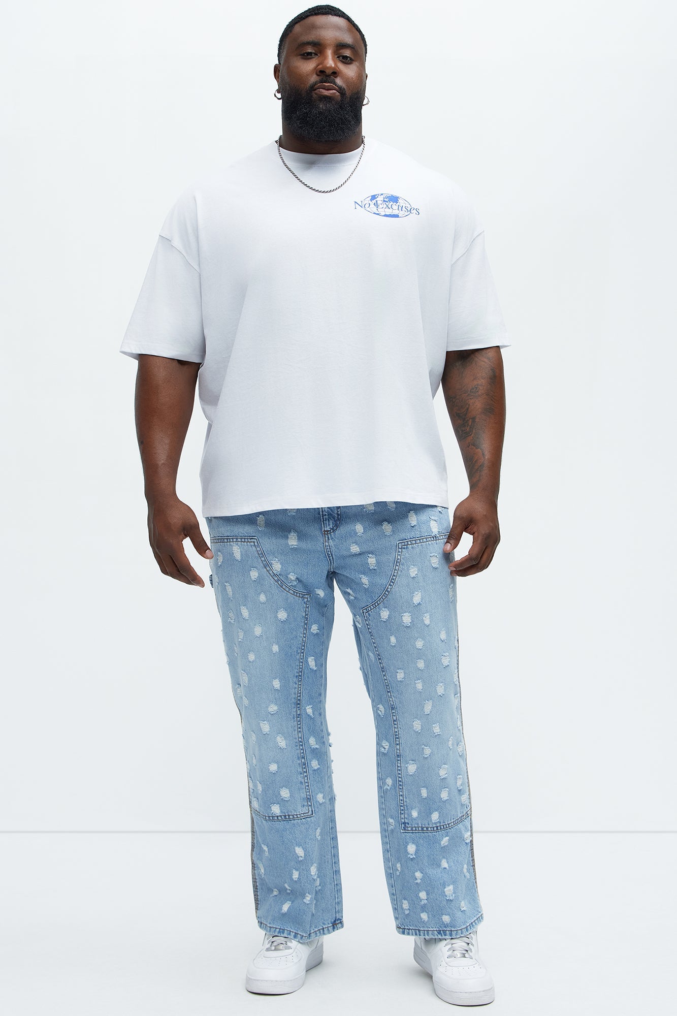 No Excuses Oversized Short Sleeve Tee - White