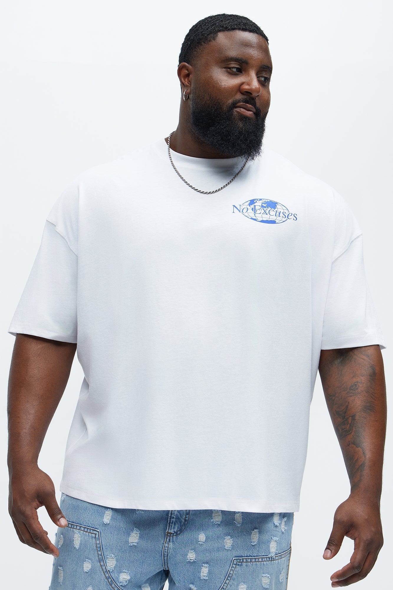 No Excuses Oversized Short Sleeve Tee - White