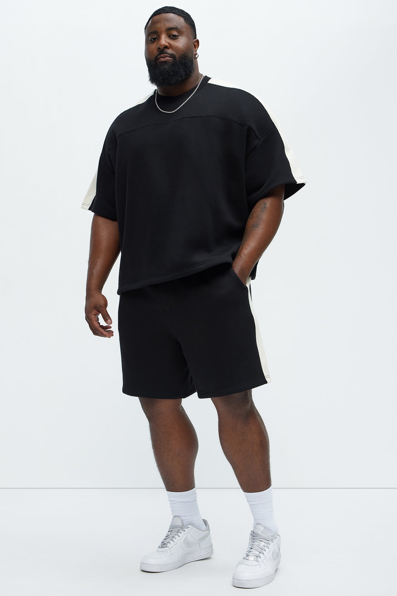 Tyson Oversized Heavyweight Striped Tee - Black