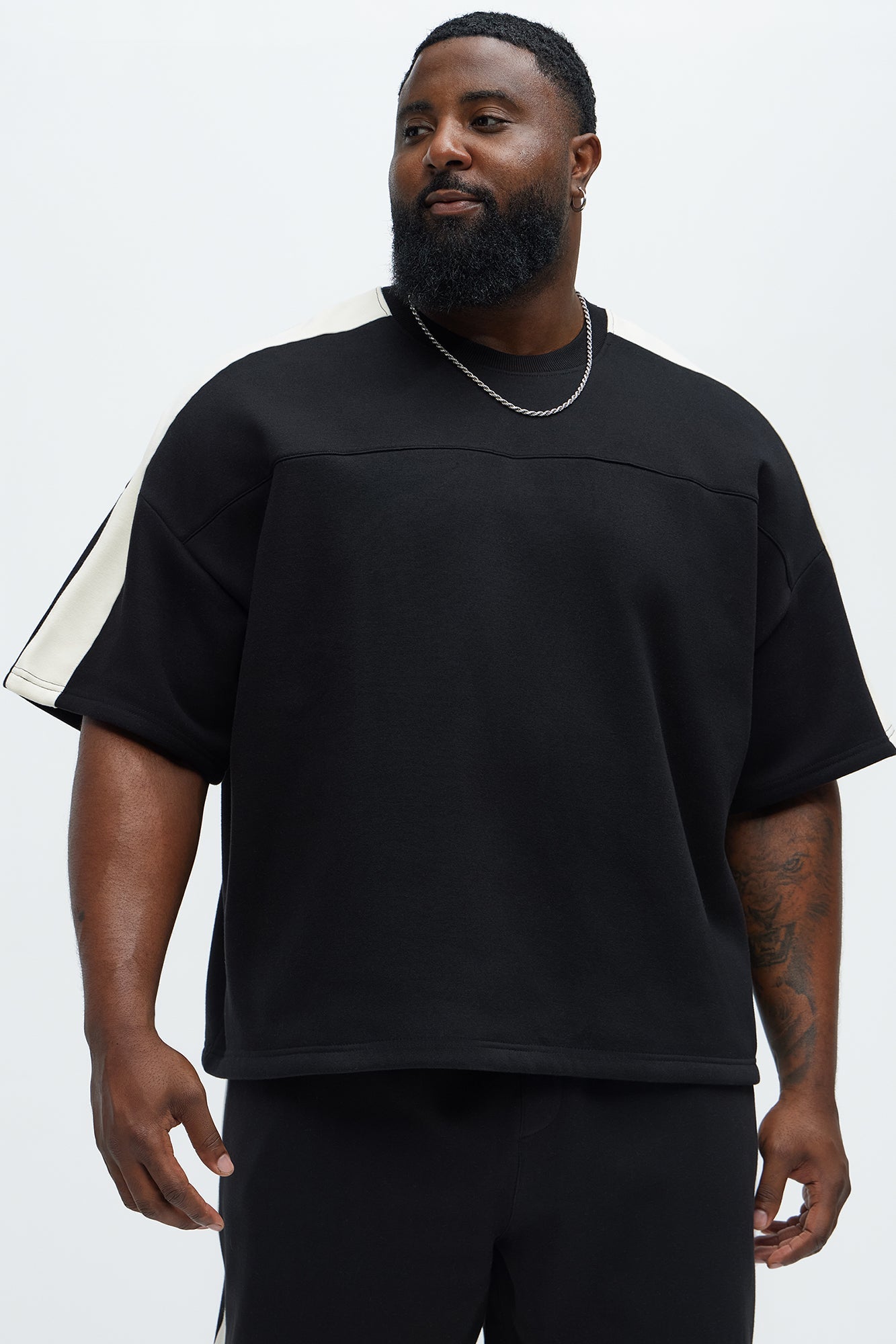 Tyson Oversized Heavyweight Striped Tee - Black