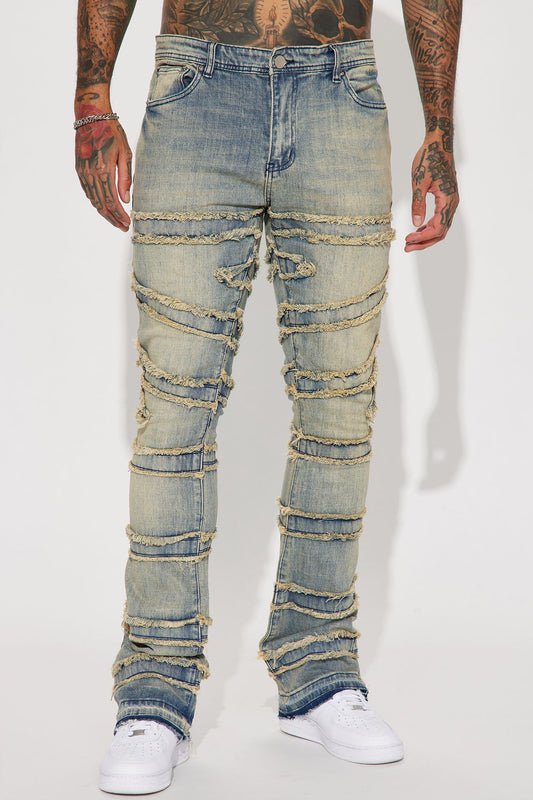 About Fray Stacked Skinny Flare Jeans - Vintage Blue Wash