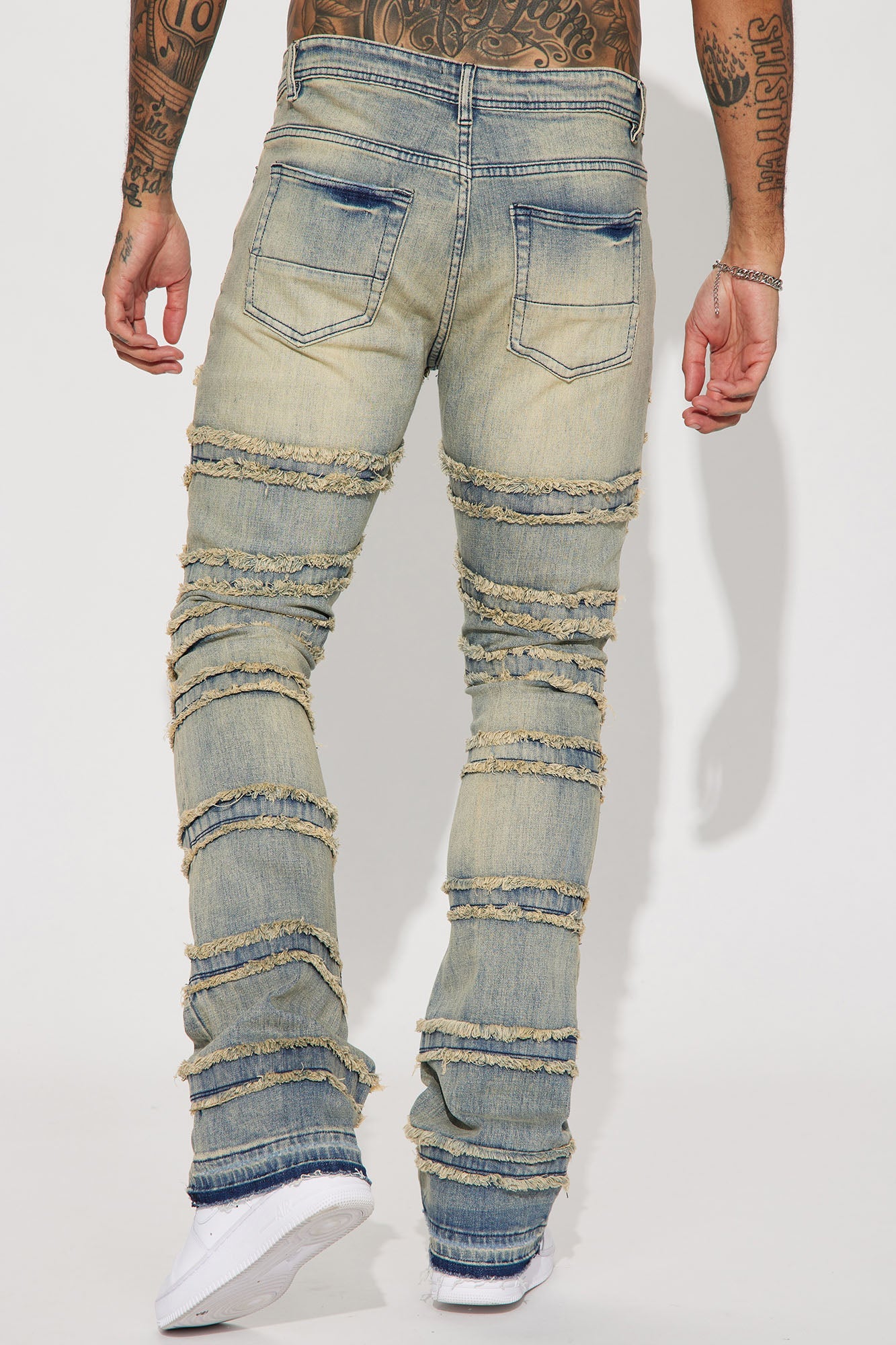 About Fray Stacked Skinny Flare Jeans - Vintage Blue Wash