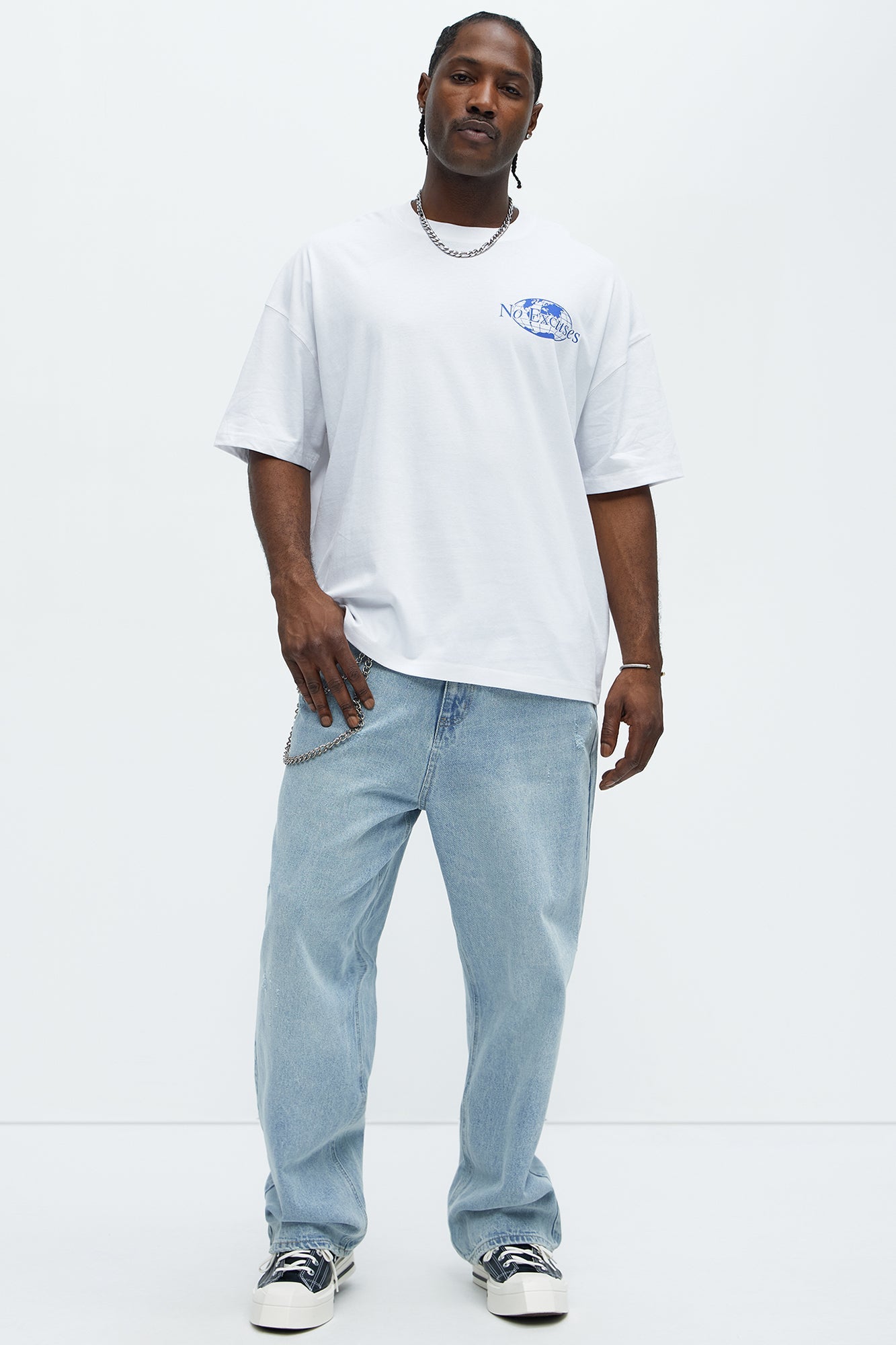 No Excuses Oversized Short Sleeve Tee - White