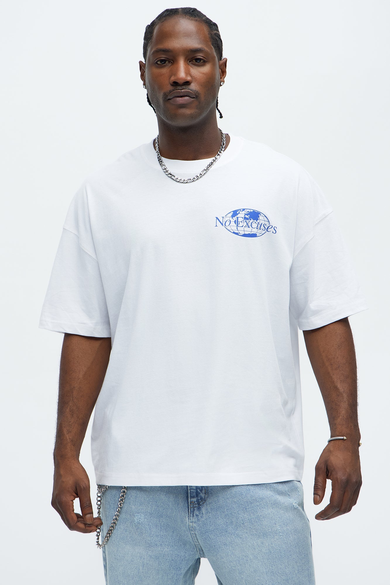 No Excuses Oversized Short Sleeve Tee - White