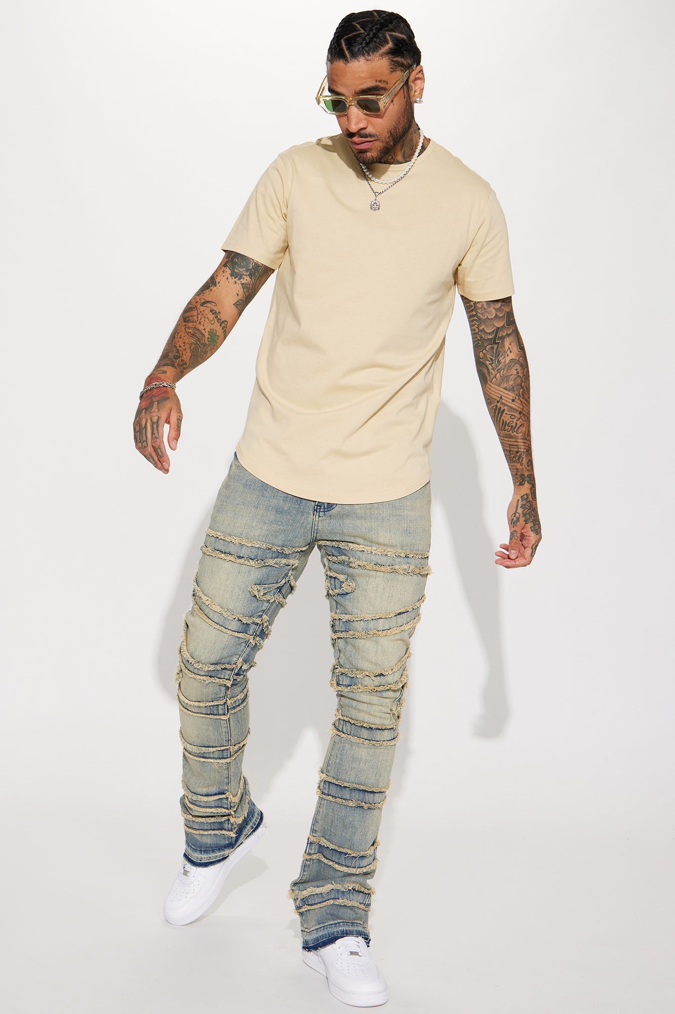 Essential Short Sleeve Scallop Crew Tee - Tan