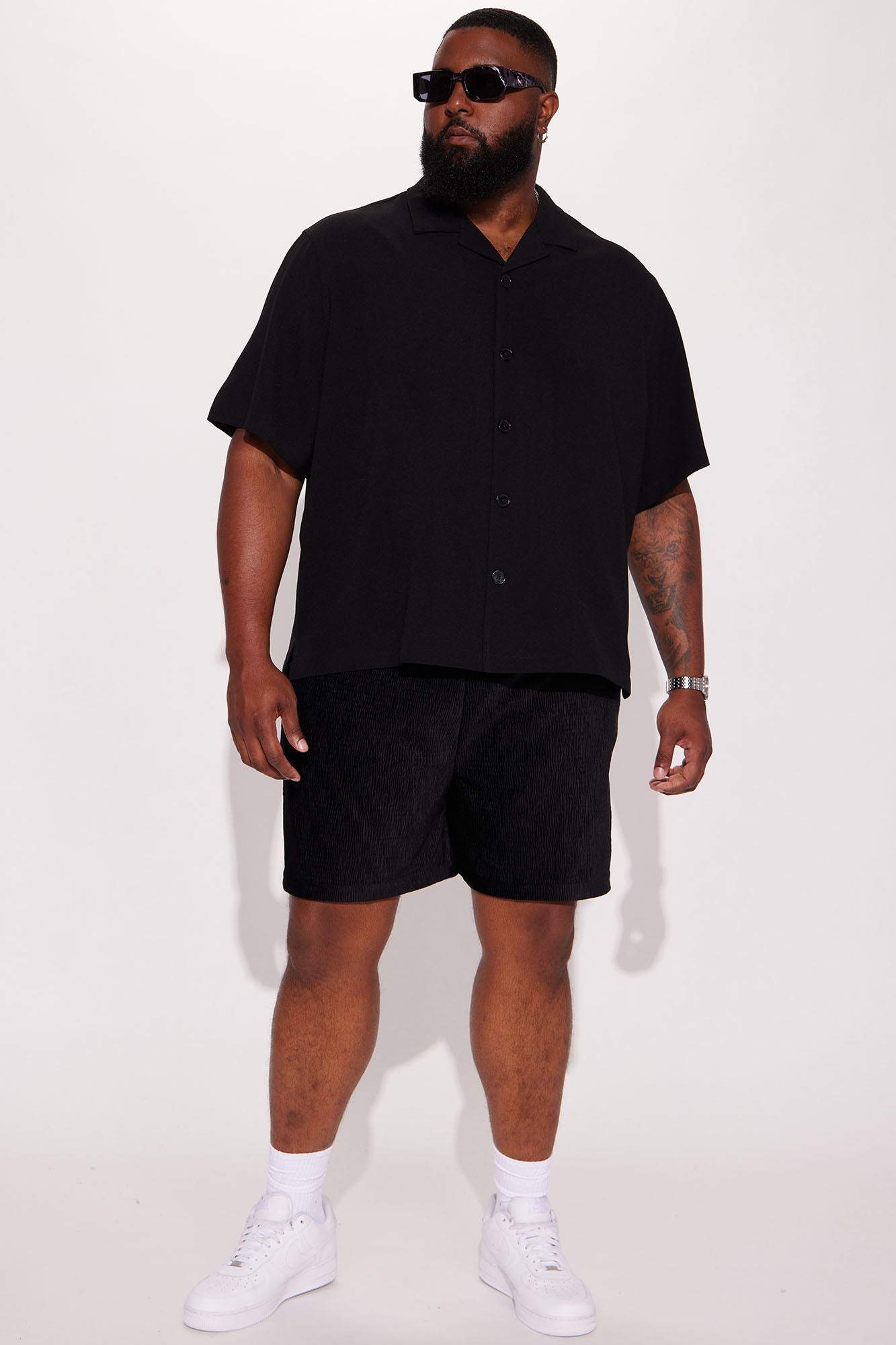Golden Hour Short Sleeve Button Up - Black