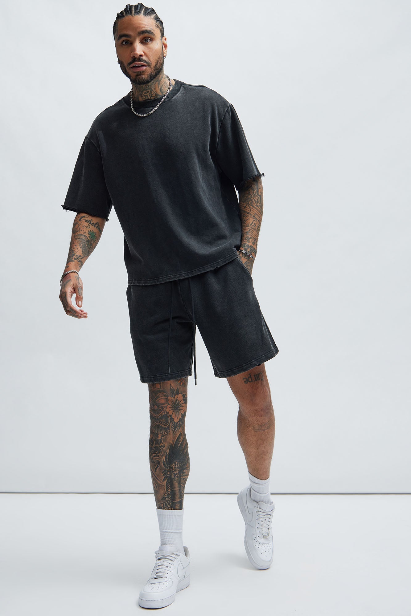Tyson Heavy Wash Relaxed Shorts - Black Wash