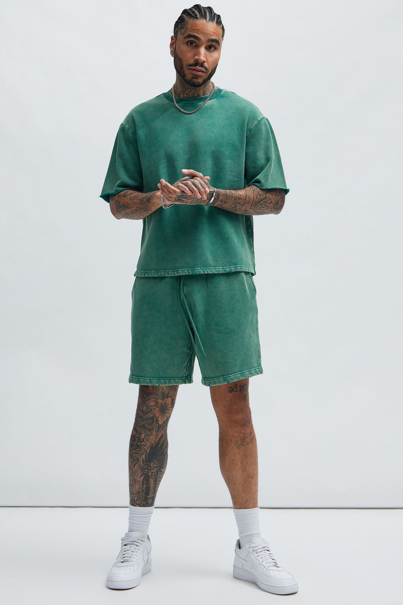 Tyson Heavy Wash Relaxed Shorts - Green