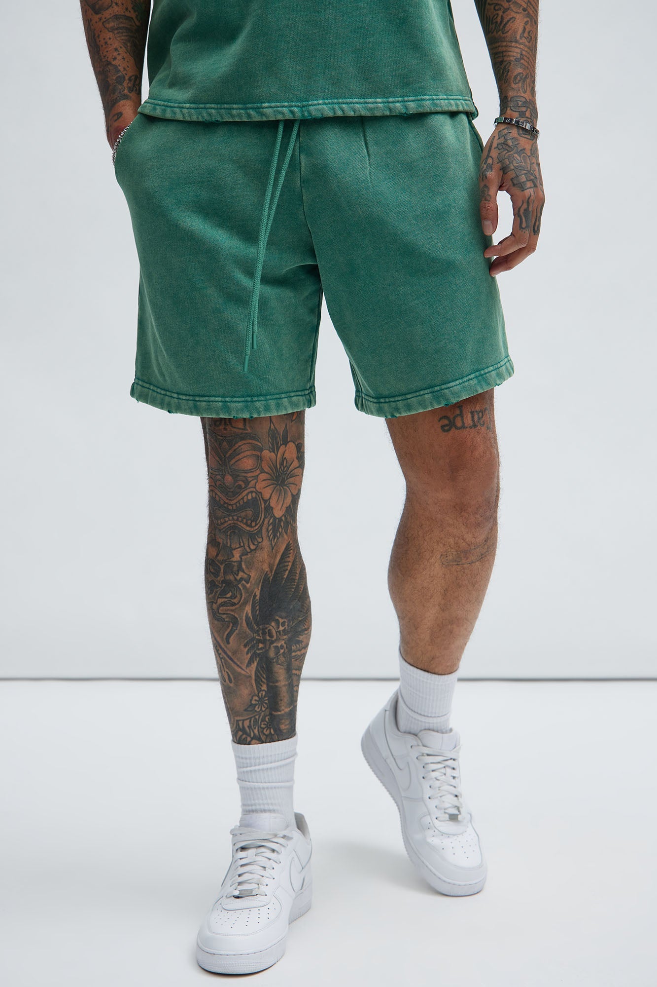 Tyson Heavy Wash Relaxed Shorts - Green