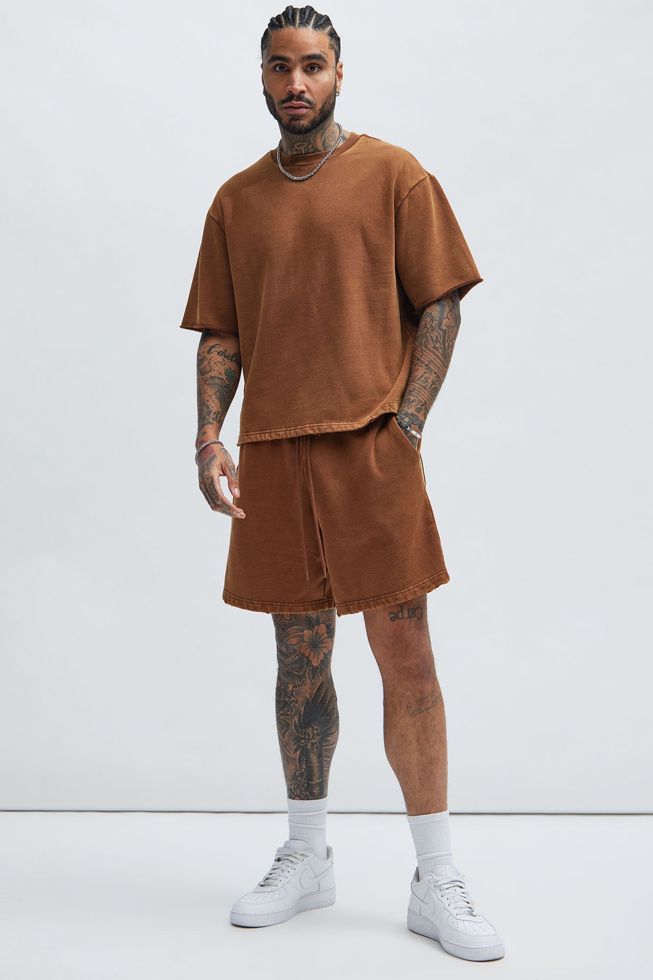 Tyson Heavy Wash Relaxed Shorts - Dark Brown