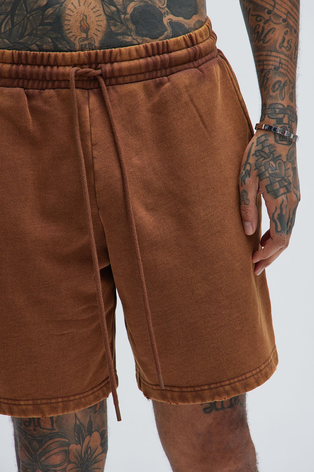 Tyson Heavy Wash Relaxed Shorts - Dark Brown