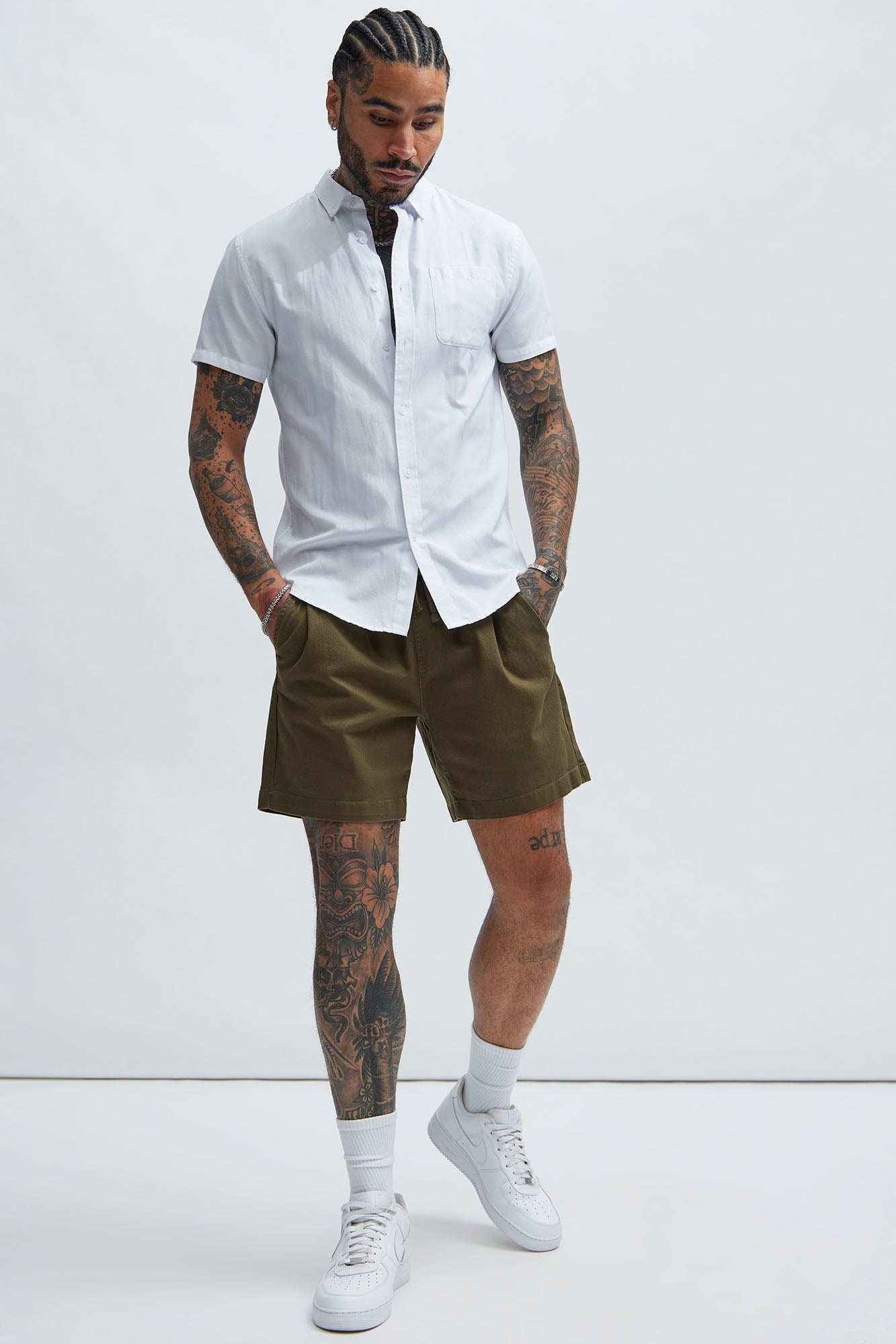 Twill Volley Shorts - Olive
