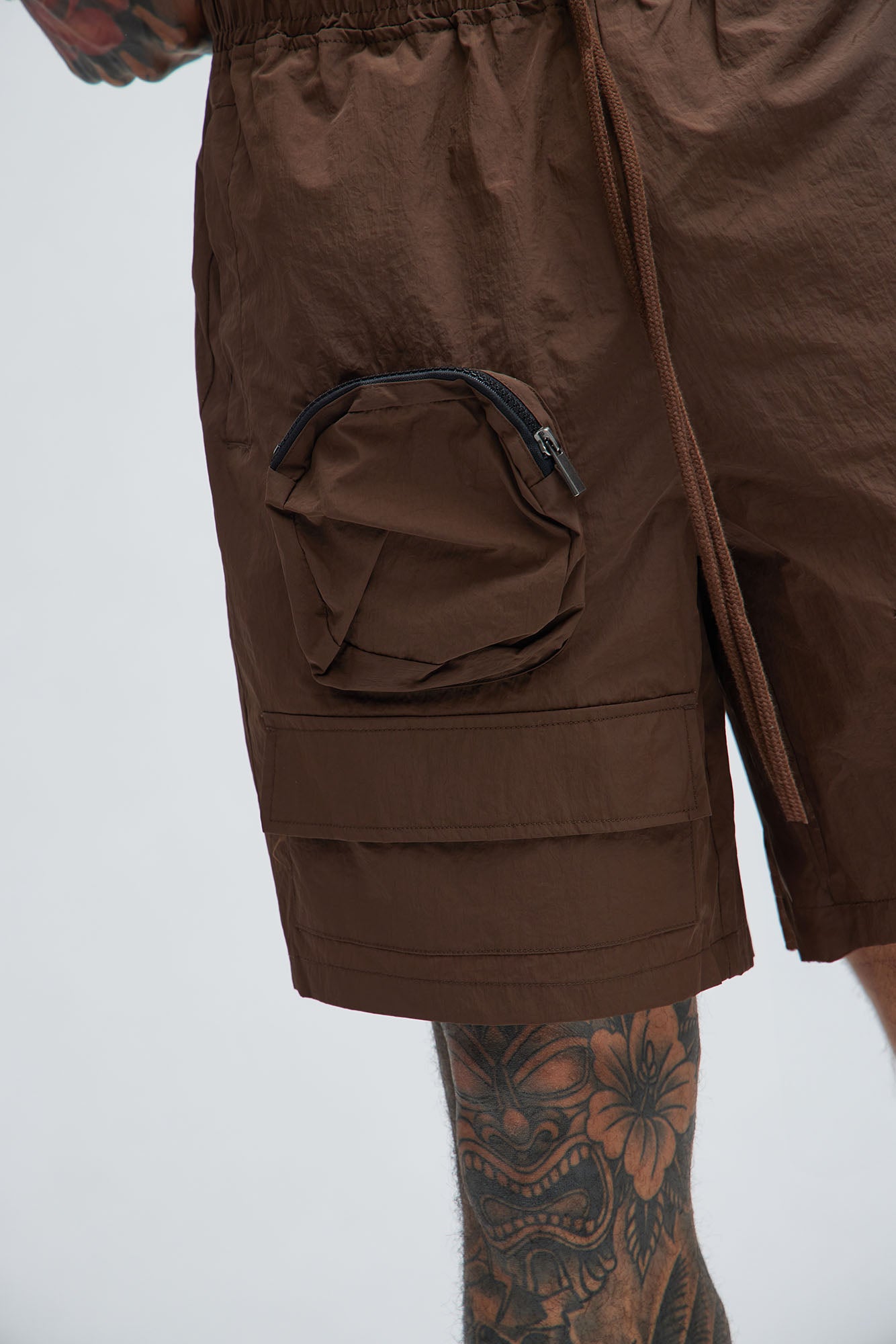 Safe Side Utility Nylon Shorts - Brown