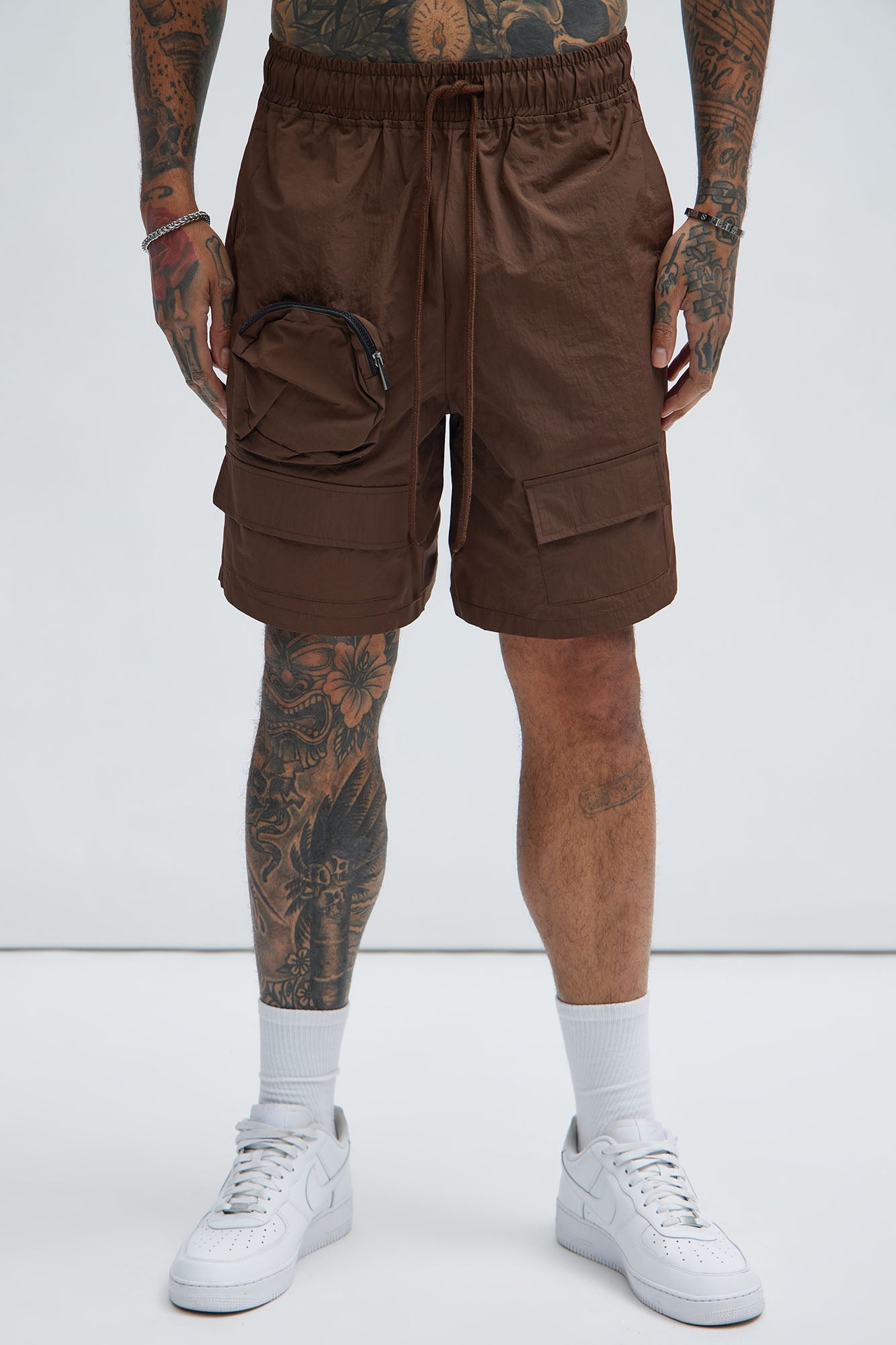 Safe Side Utility Nylon Shorts - Brown