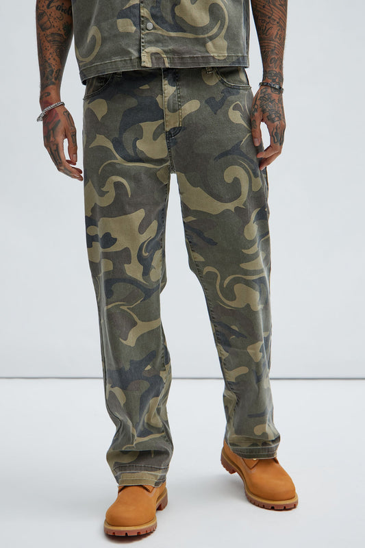 Won't Do Camo Straight Pants - Camouflage