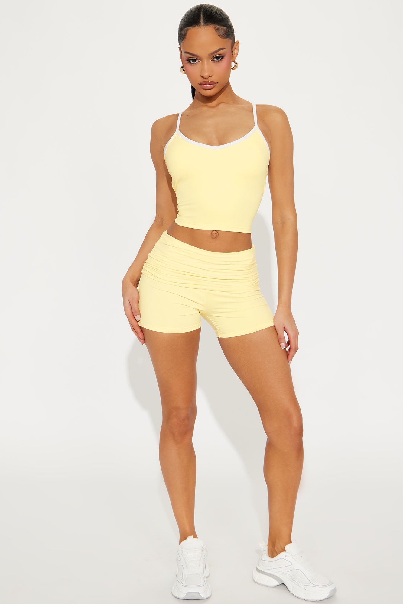 Calm And Collected Active Fold Over Short - Butter Yellow