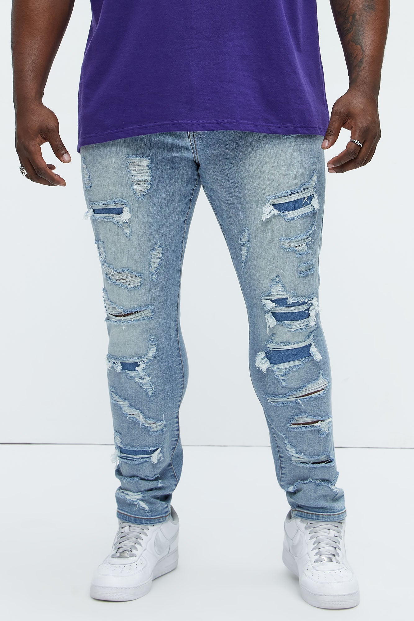 Through It Ripped Skinny Jeans - Vintage Blue Wash