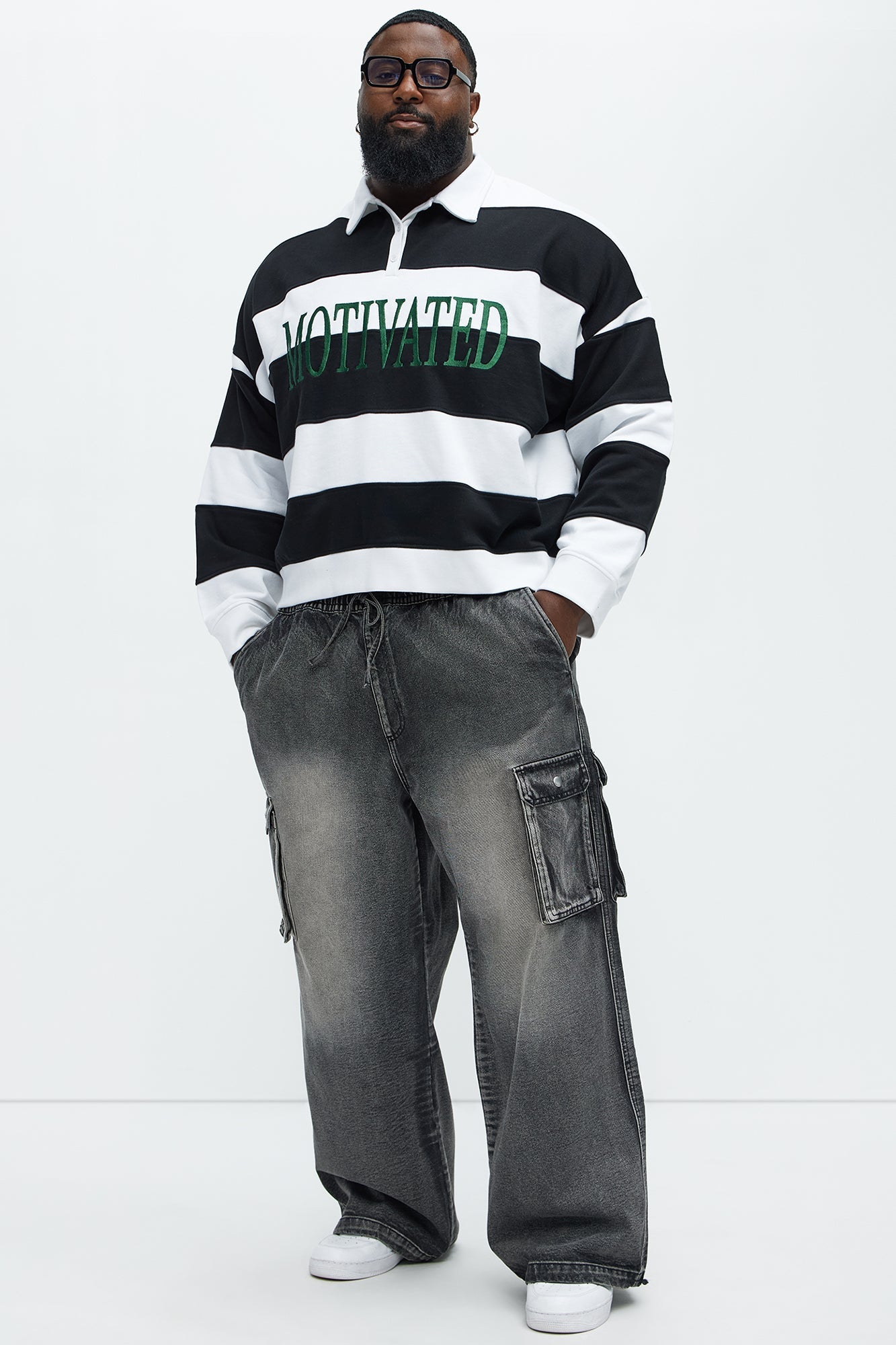 Stretch Waist Relaxed Baggy Jeans - Black Wash