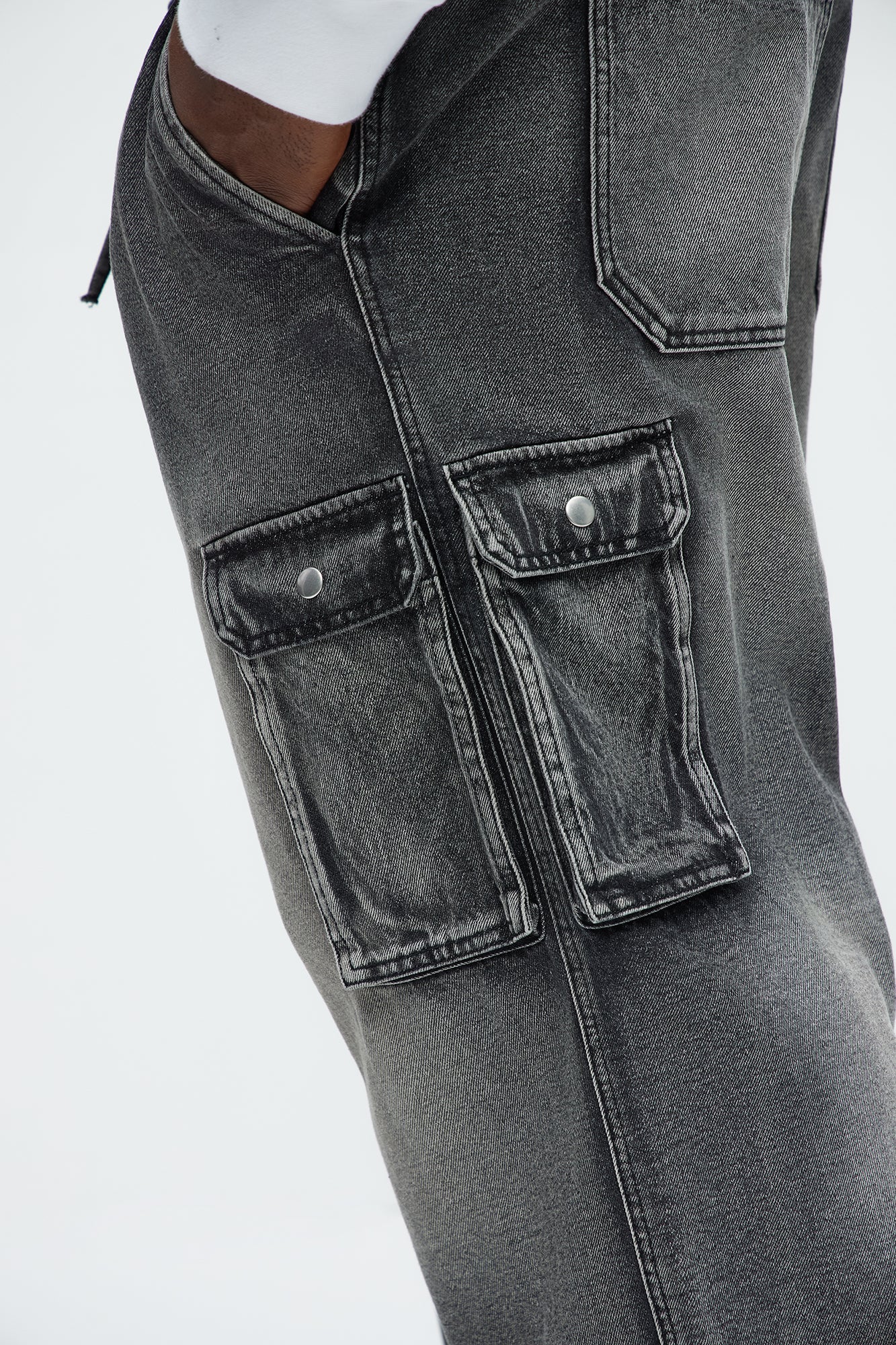 Stretch Waist Relaxed Baggy Jeans - Black Wash