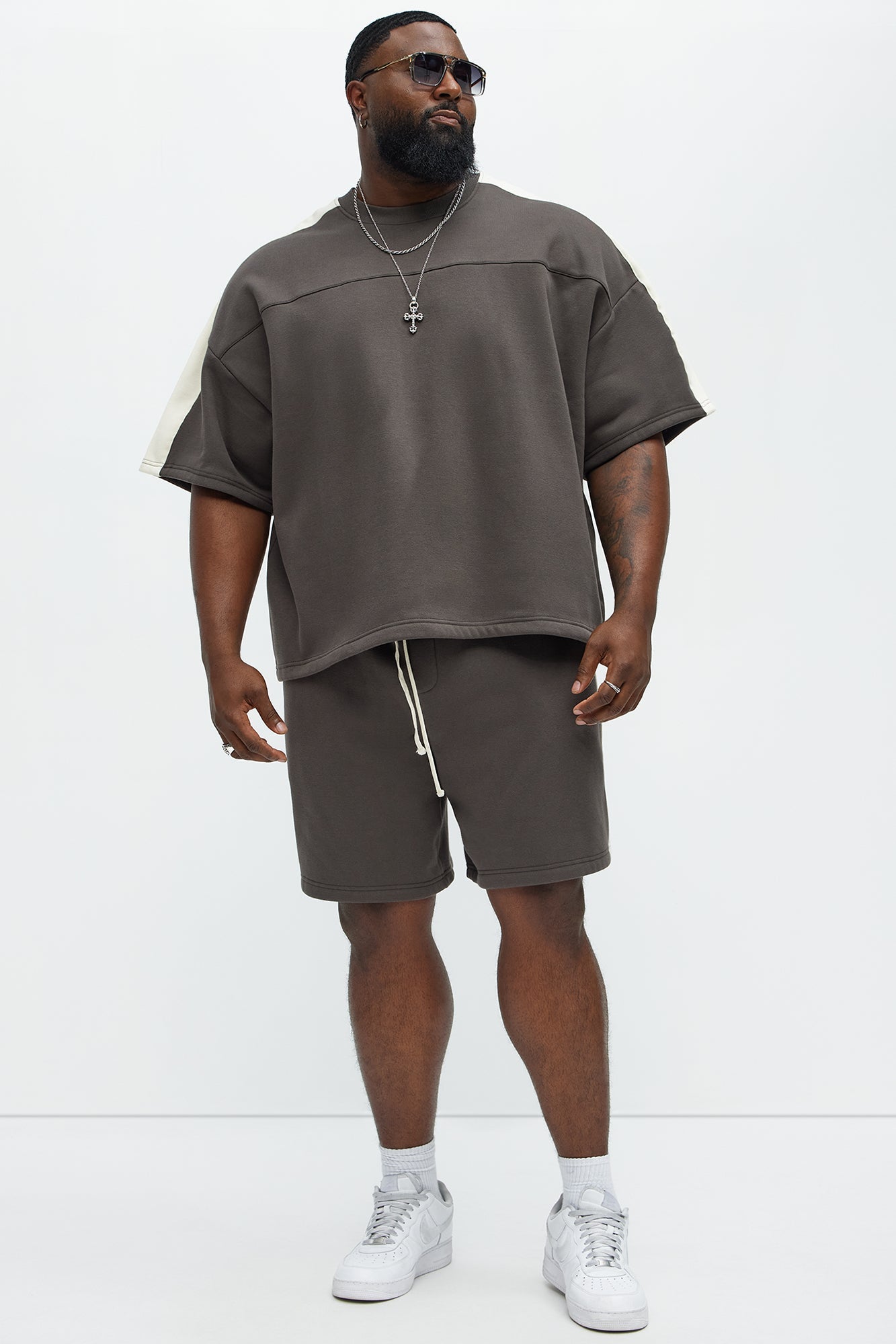 Tyson Oversized Heavyweight Striped Tee - Olive