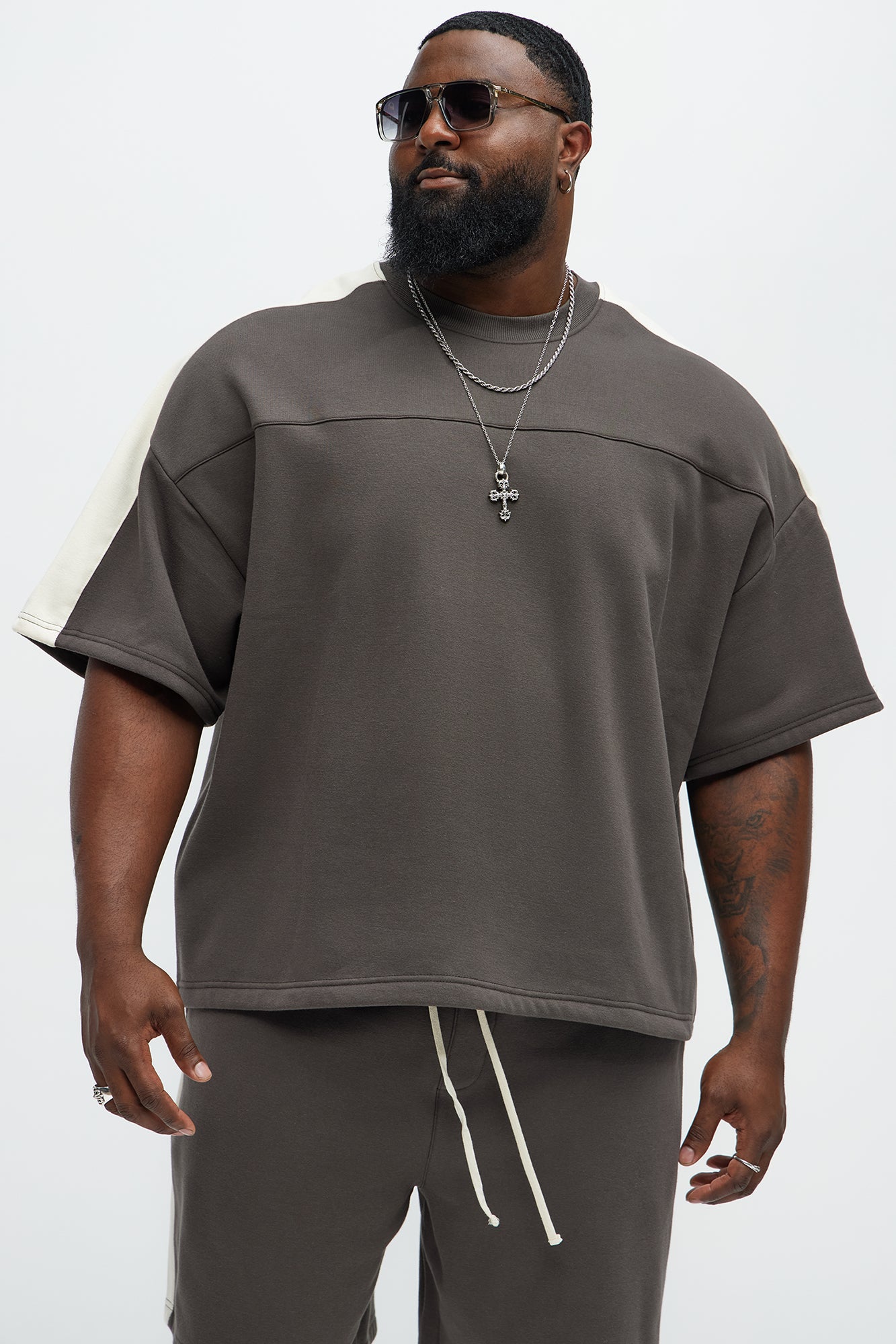 Tyson Oversized Heavyweight Striped Tee - Olive