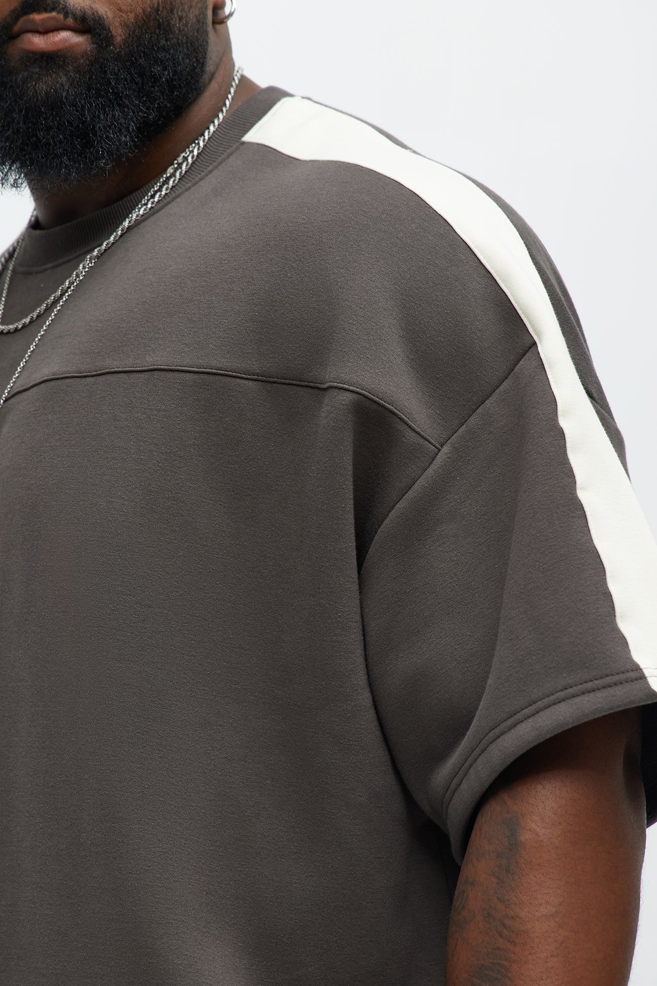 Tyson Oversized Heavyweight Striped Tee - Olive