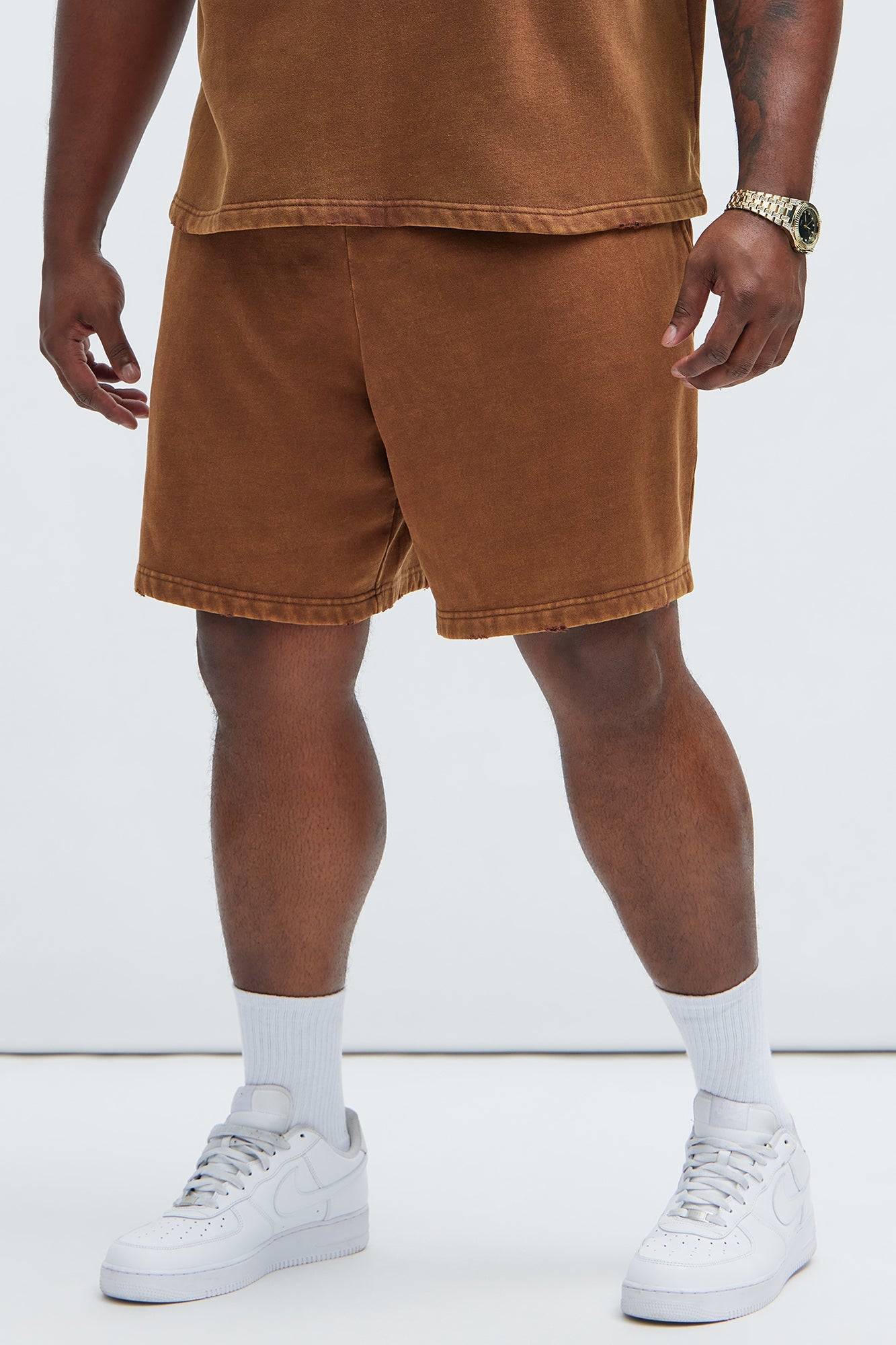 Tyson Heavy Wash Relaxed Shorts - Dark Brown