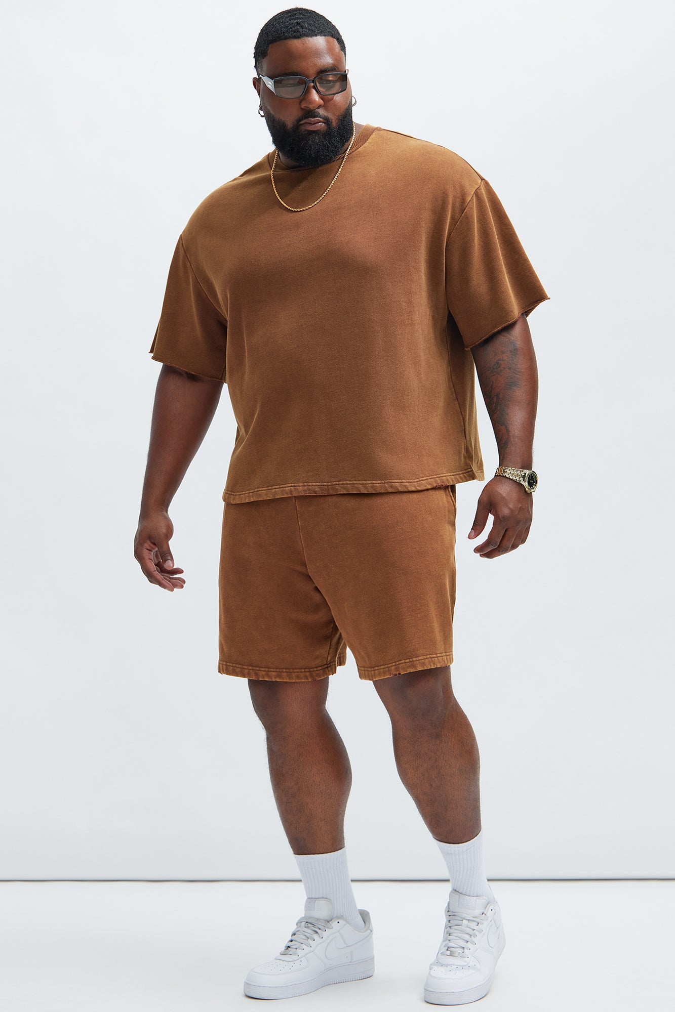 Tyson Heavy Wash Relaxed Shorts - Dark Brown