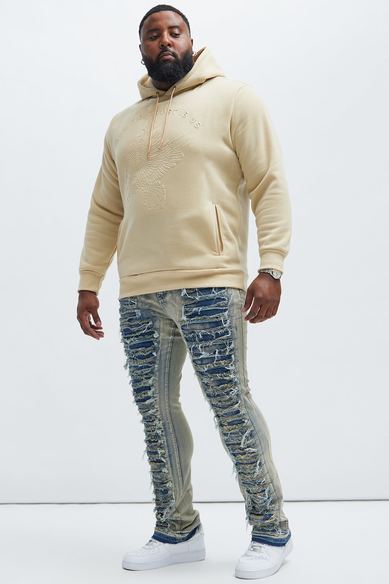 Got Me Destroyed Stacked Skinny Flare Jeans - Light Blue