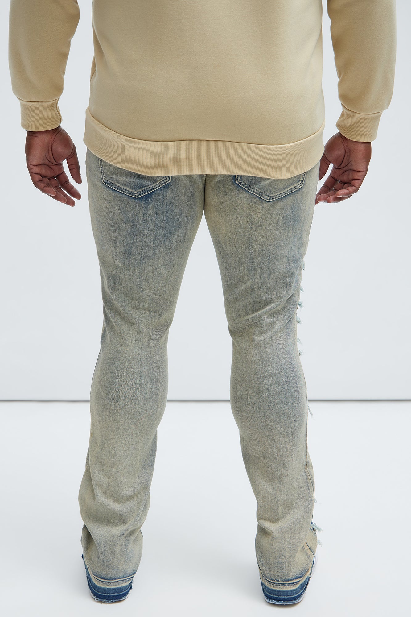 Got Me Destroyed Stacked Skinny Flare Jeans - Light Blue