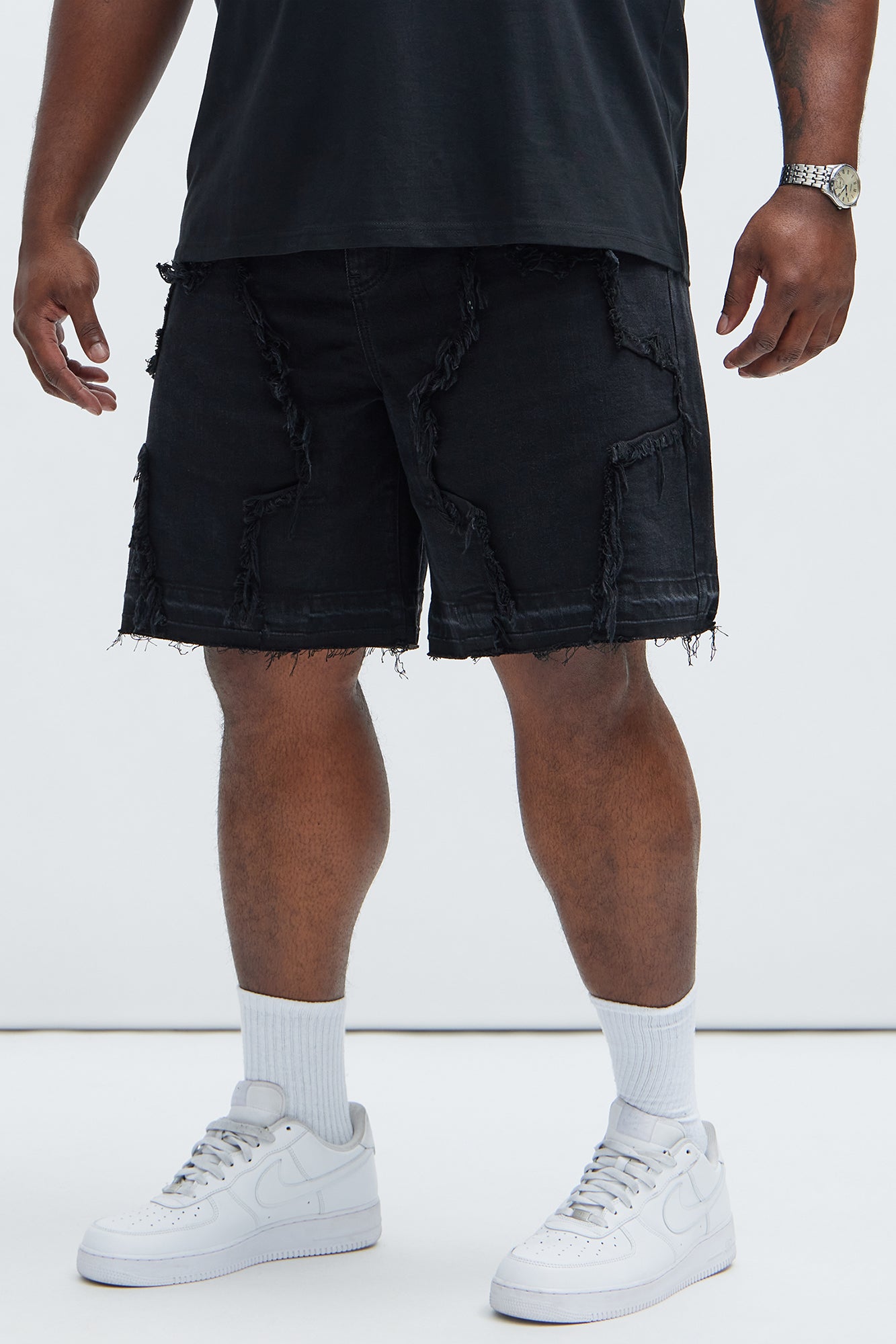 Barker Relaxed Denim Shorts - Black