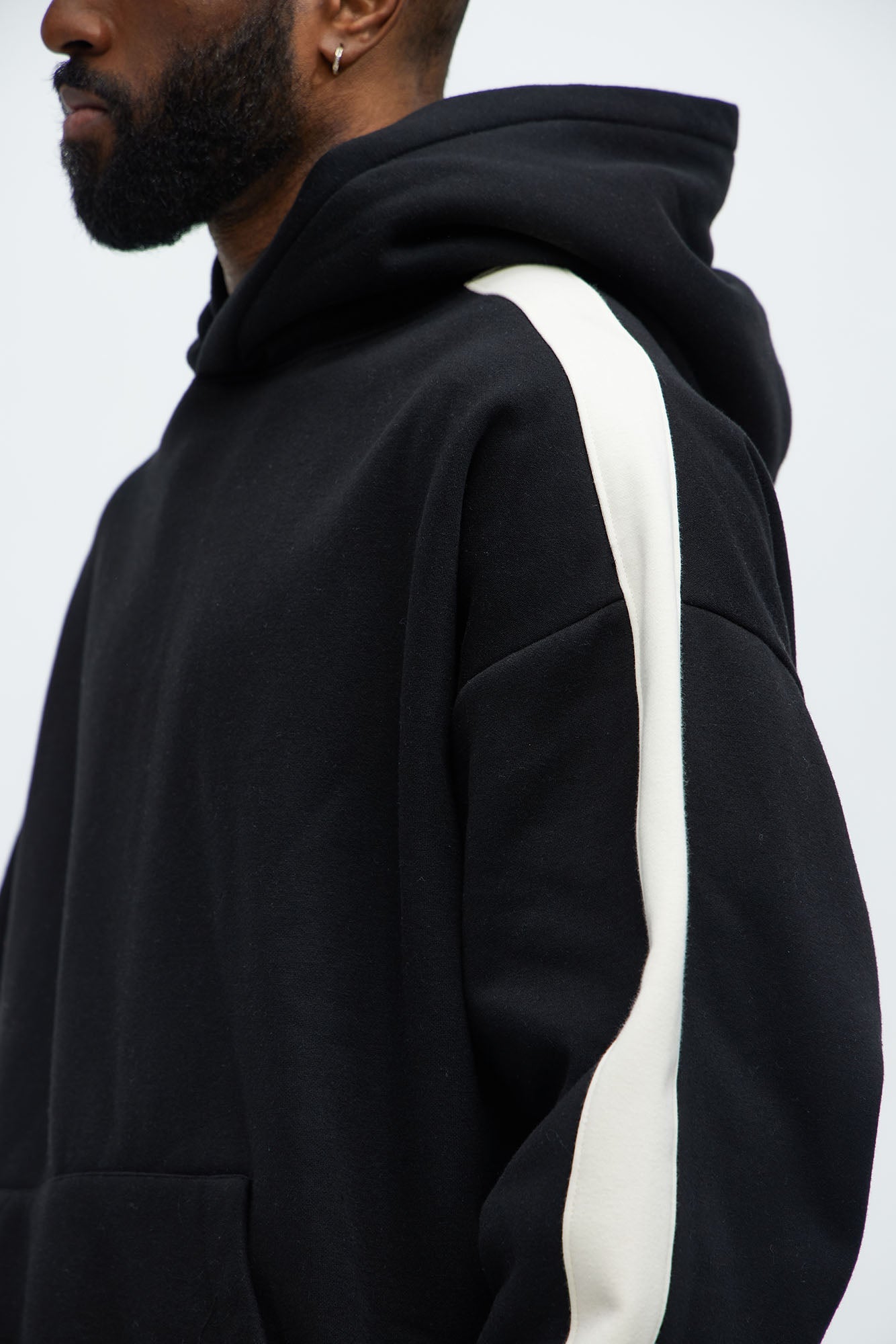 Tyson Heavyweight Oversized Striped Hoodie - Black