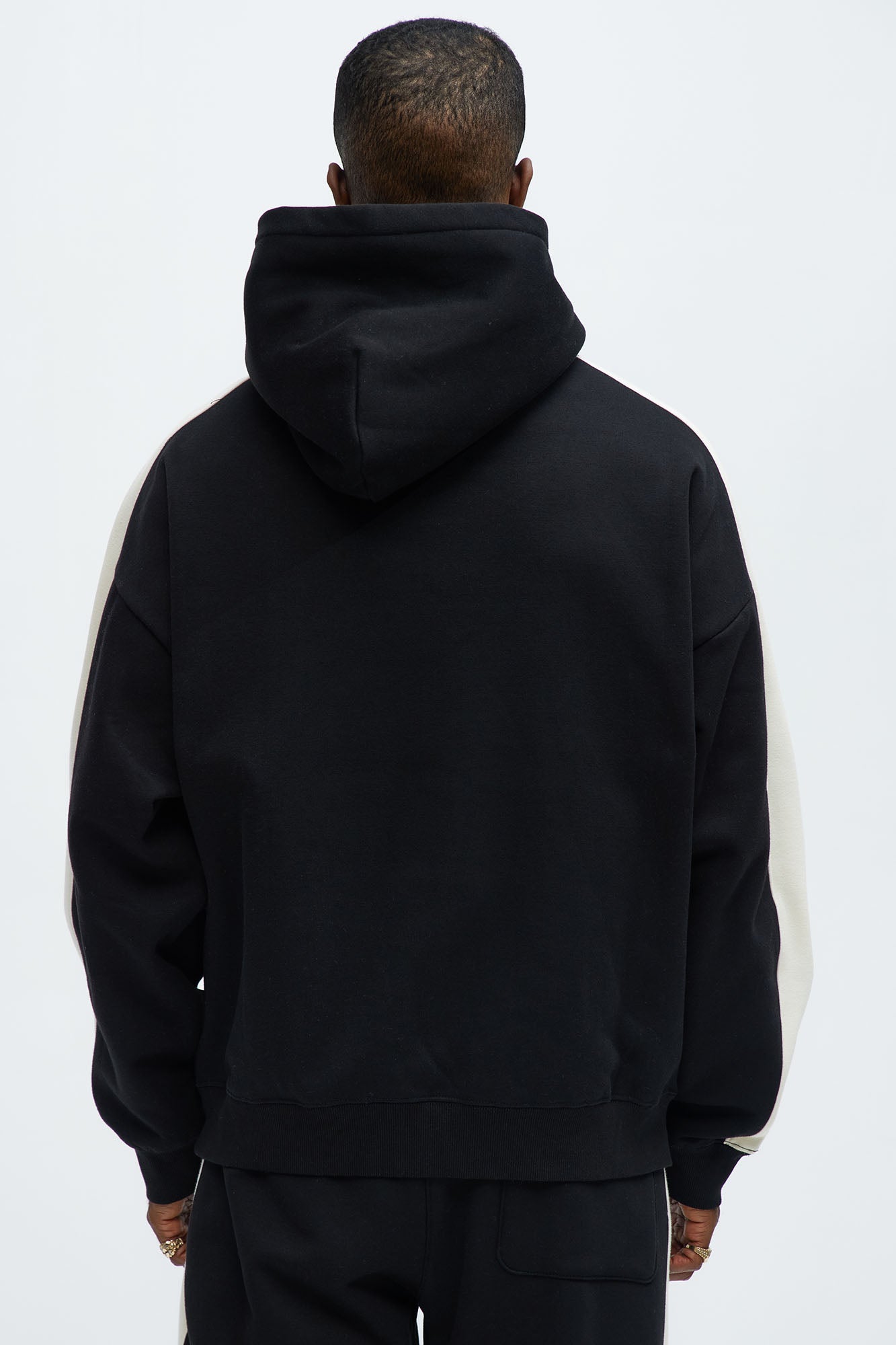Tyson Heavyweight Oversized Striped Hoodie - Black