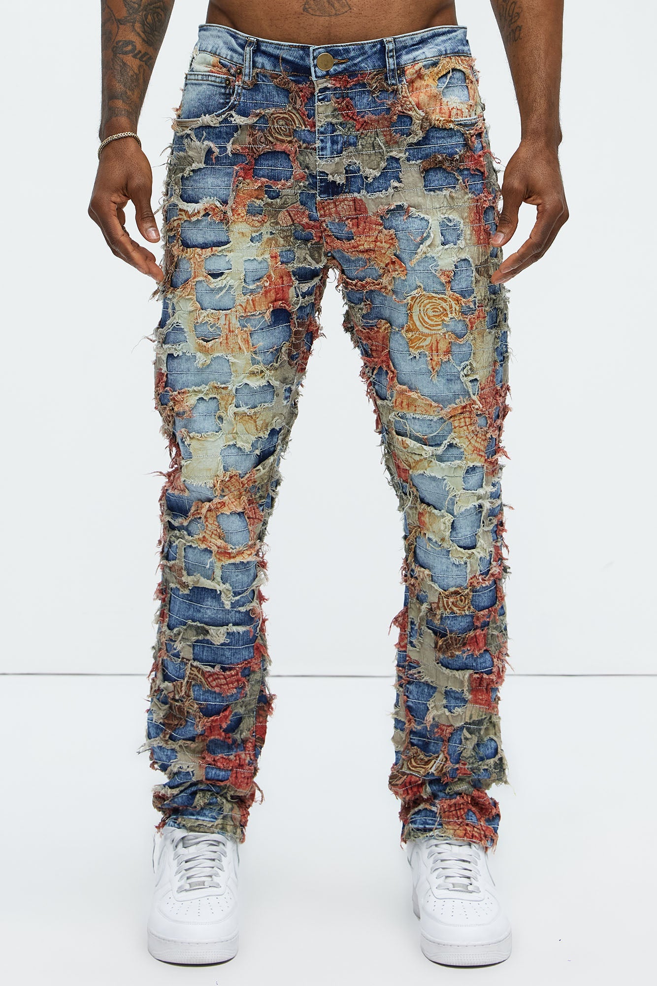 Edgar Vintage Shredded Slim Jeans - Medium Wash