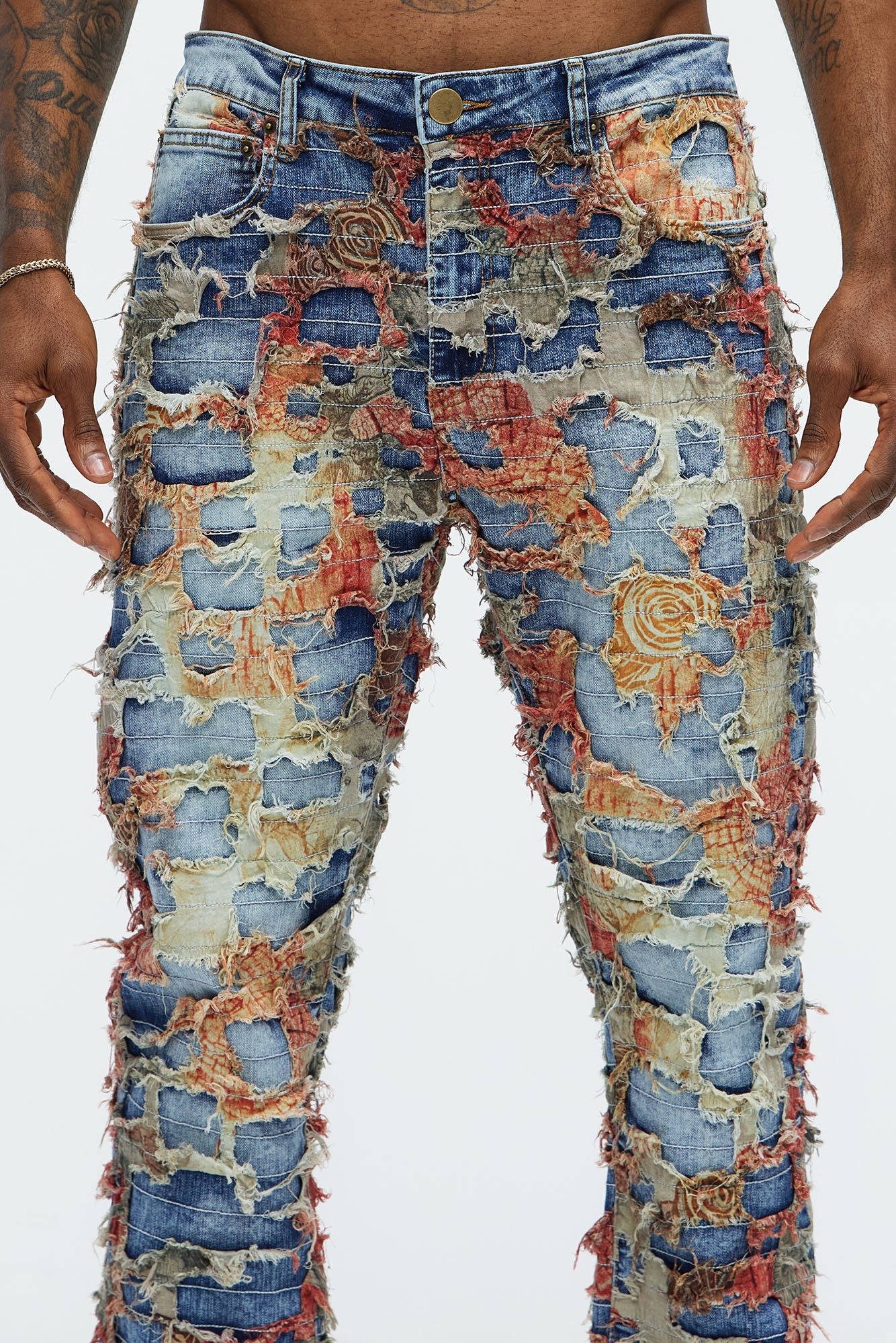 Edgar Vintage Shredded Slim Jeans - Medium Wash