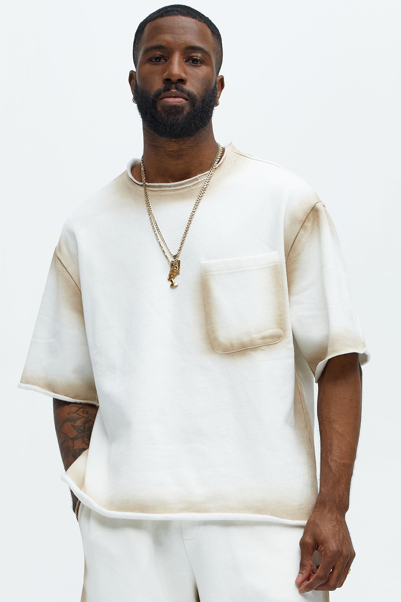 Tyson Blurred Lines Relaxed Fleece Tee - Cream