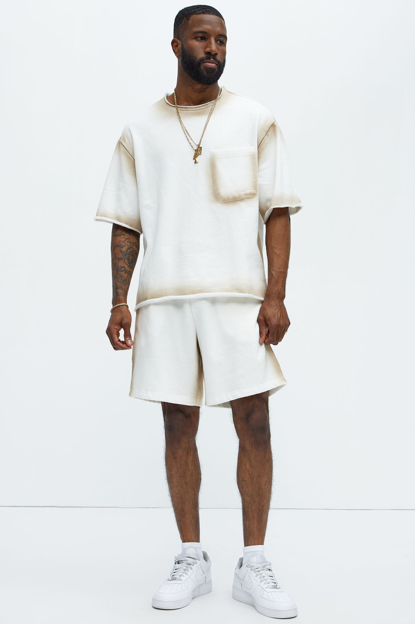 Tyson Blurred Lines Relaxed Fleece Tee - Cream