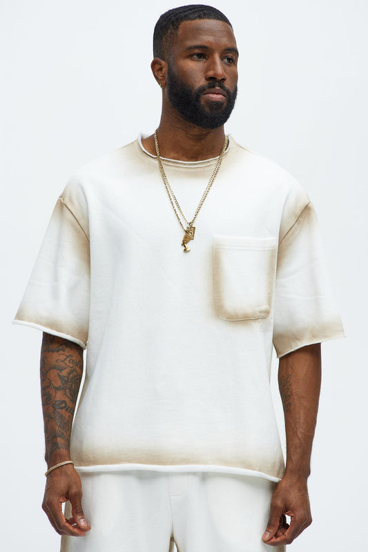 Tyson Blurred Lines Relaxed Fleece Tee - Cream