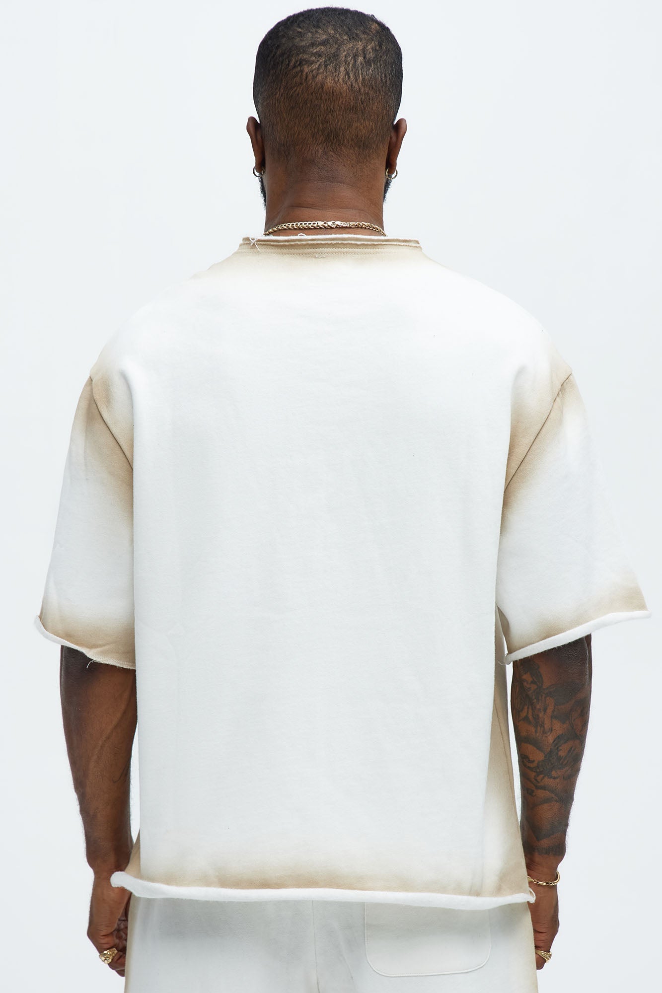 Tyson Blurred Lines Relaxed Fleece Tee - Cream