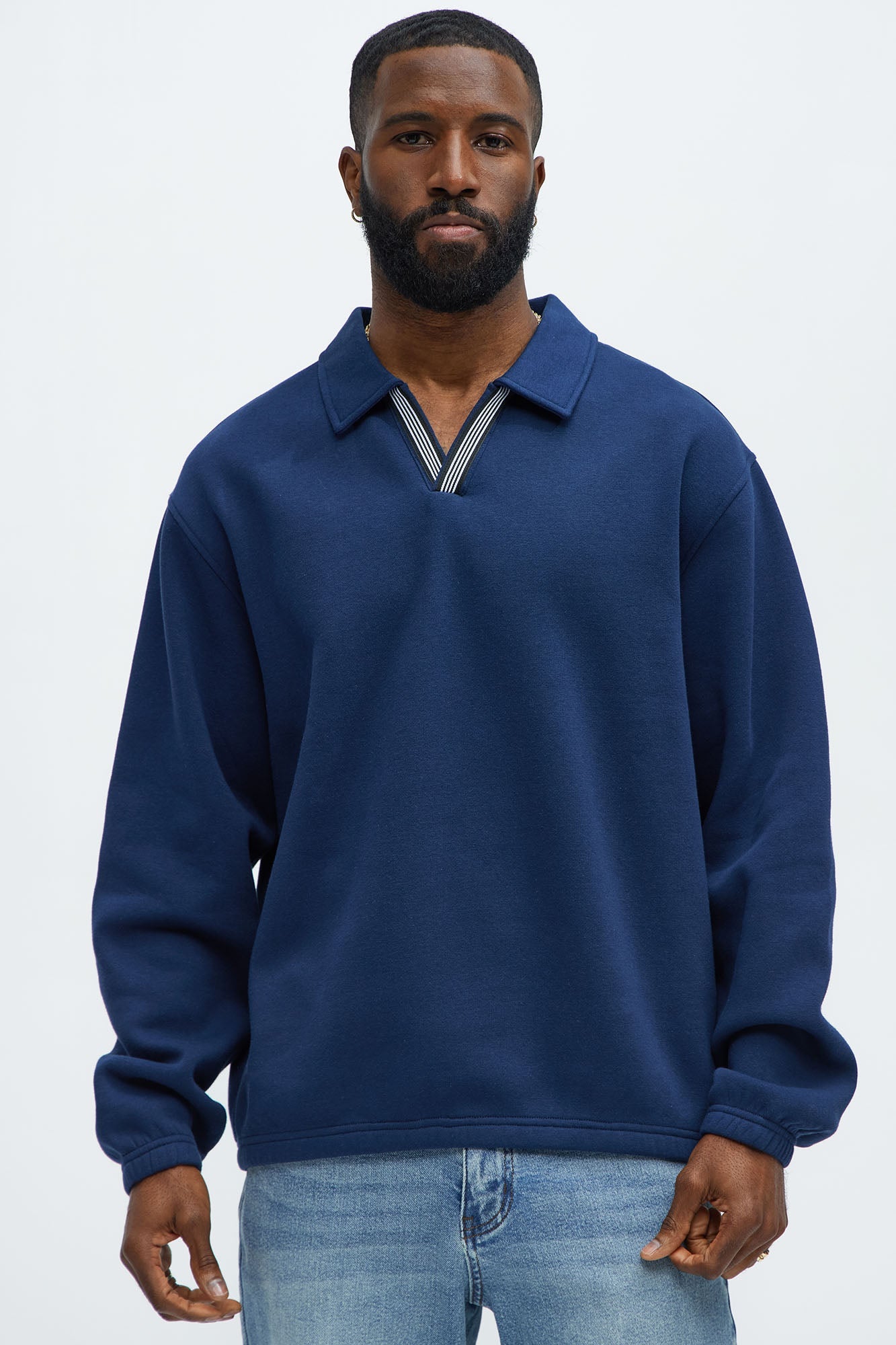 Tyson Be Alright Long Sleeve Polo - Navy