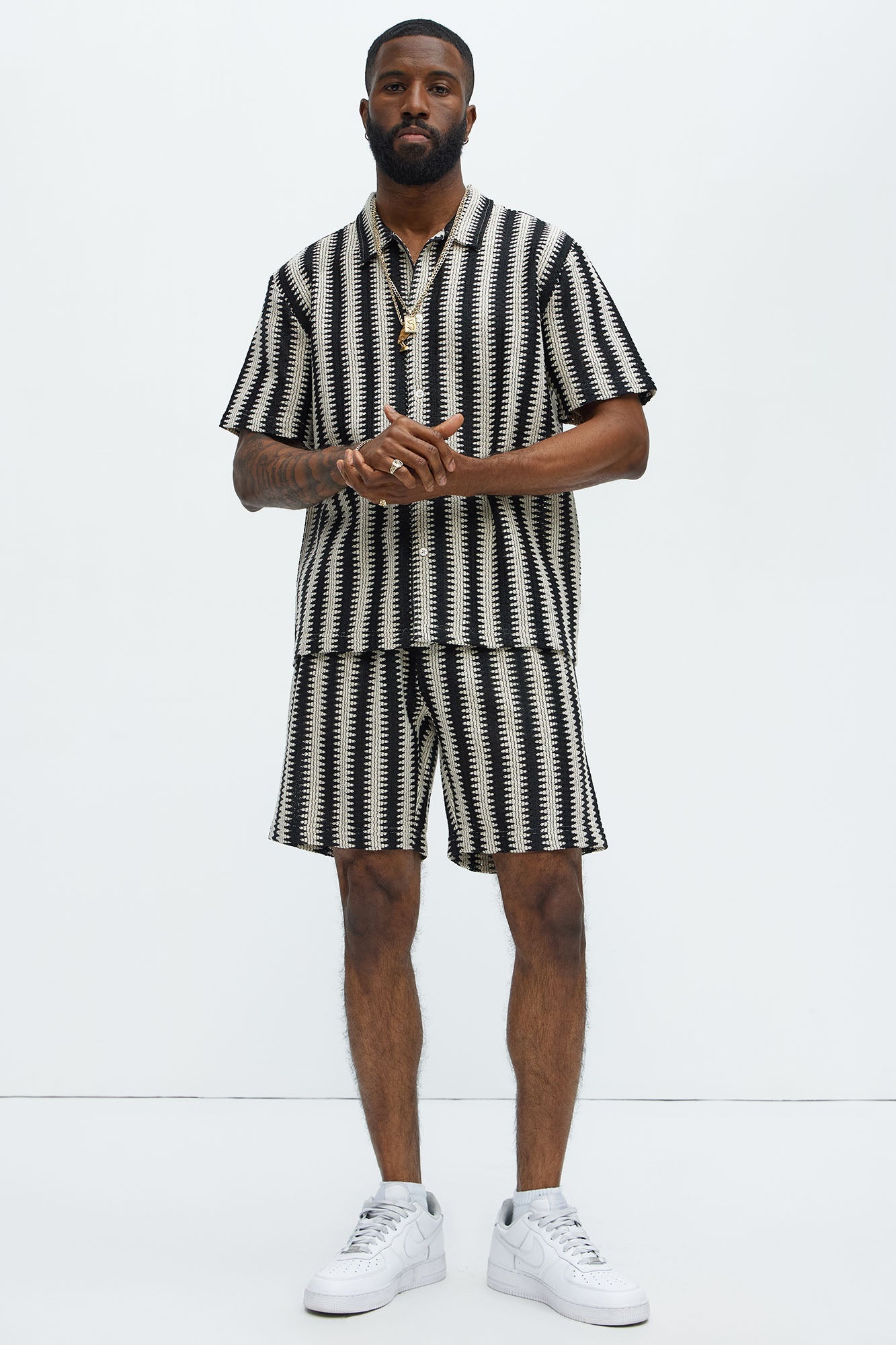 Summit Striped Relaxed Shorts - Black/combo