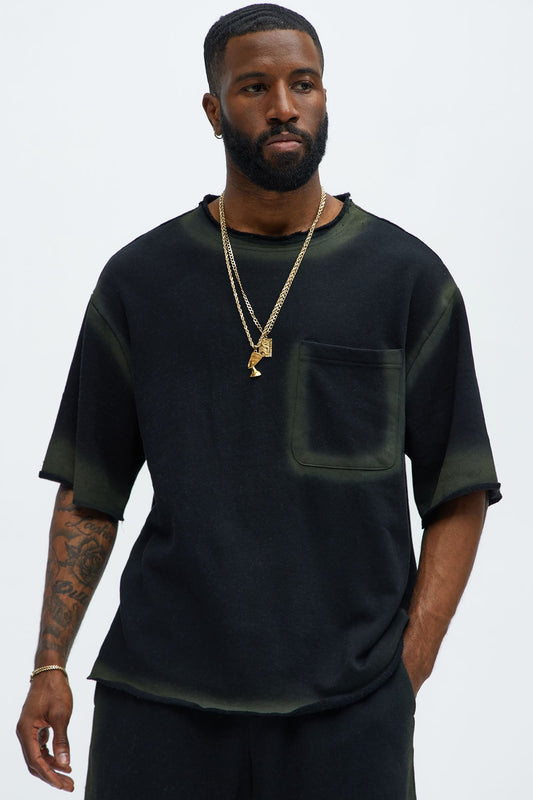 Tyson Blurred Lines Relaxed Fleece Tee - Black